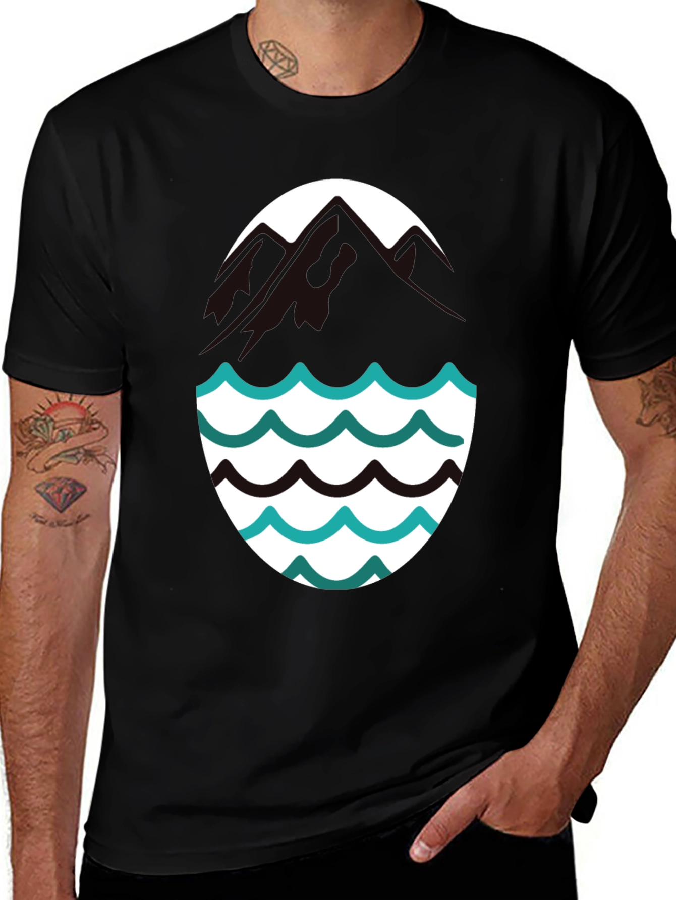 Variant 15 of Mountain and Wave Graphic Tee - Cool Design