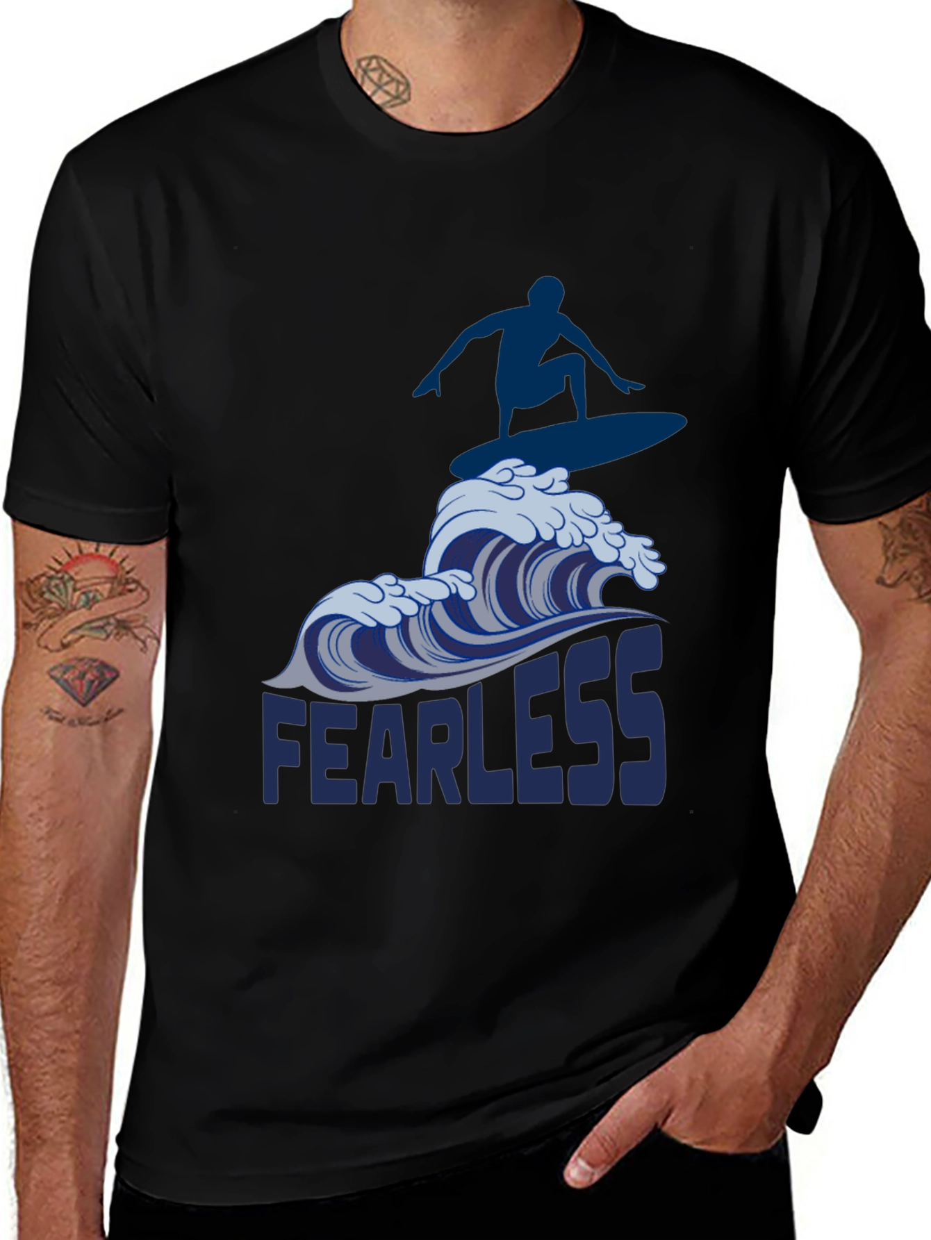 Variant 27 of Fearless Surfer Graphic Tee - Black Cotton T-Shirt