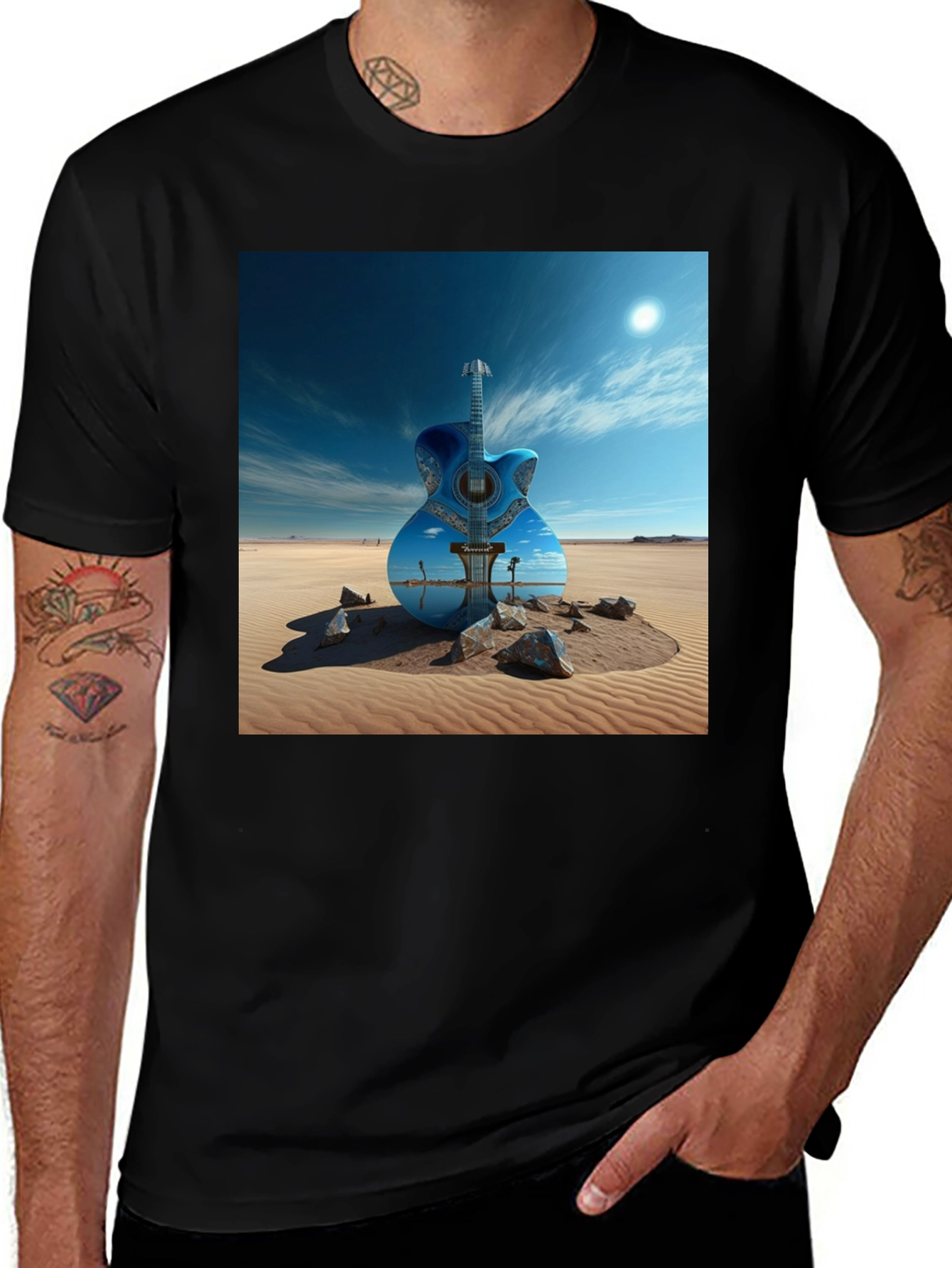 Variant 25 of Surreal Guitar Desert Print T-Shirt