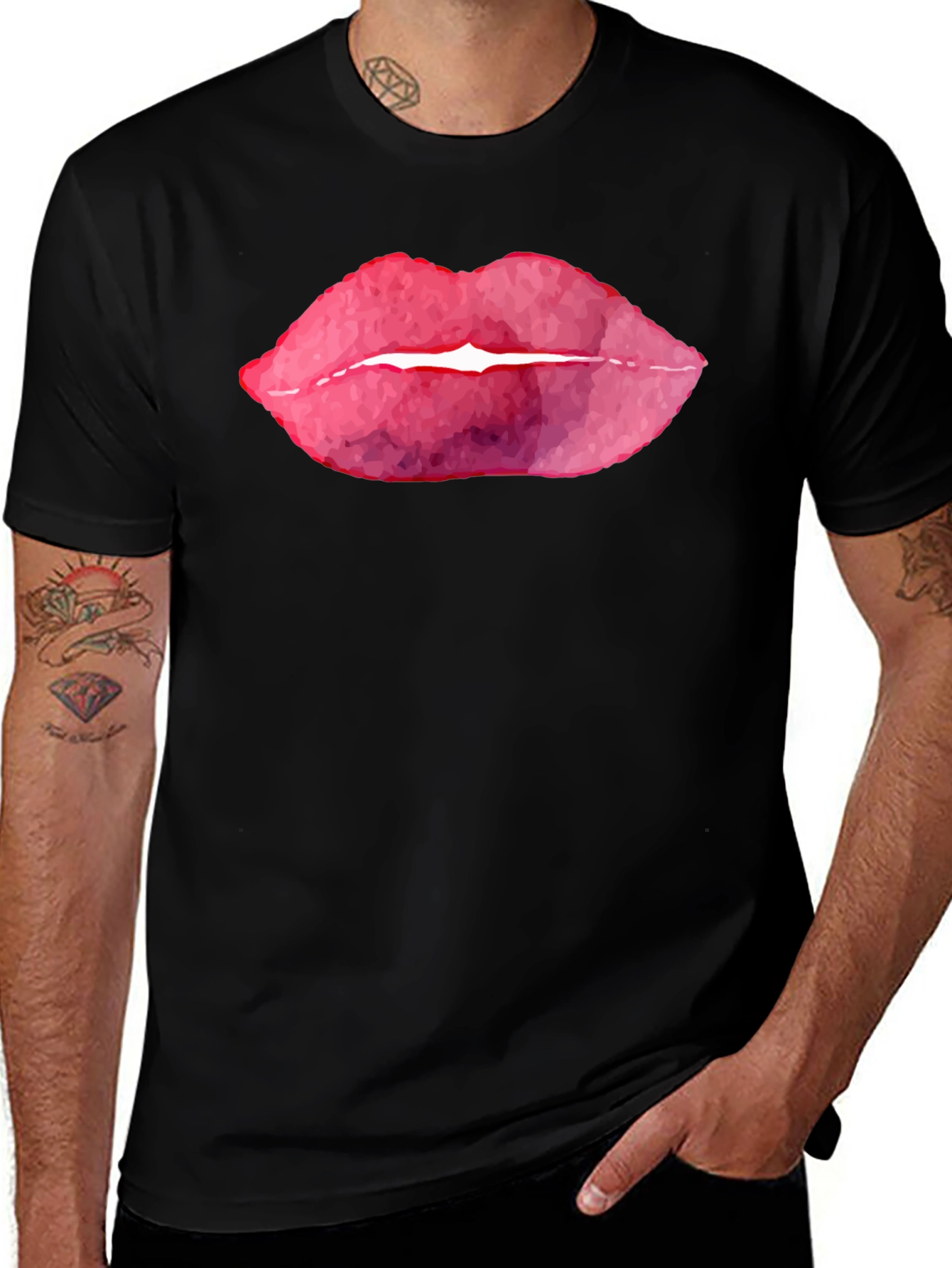 Variant 27 of Bold Lips Graphic T-Shirt - Black