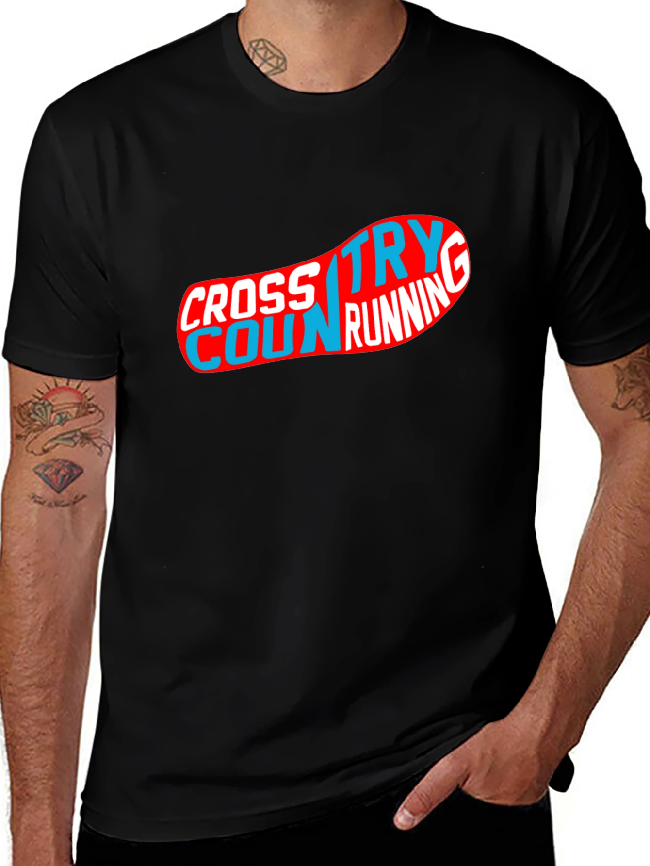 Variant 13 of Cross Country Running Graphic Tee - Black