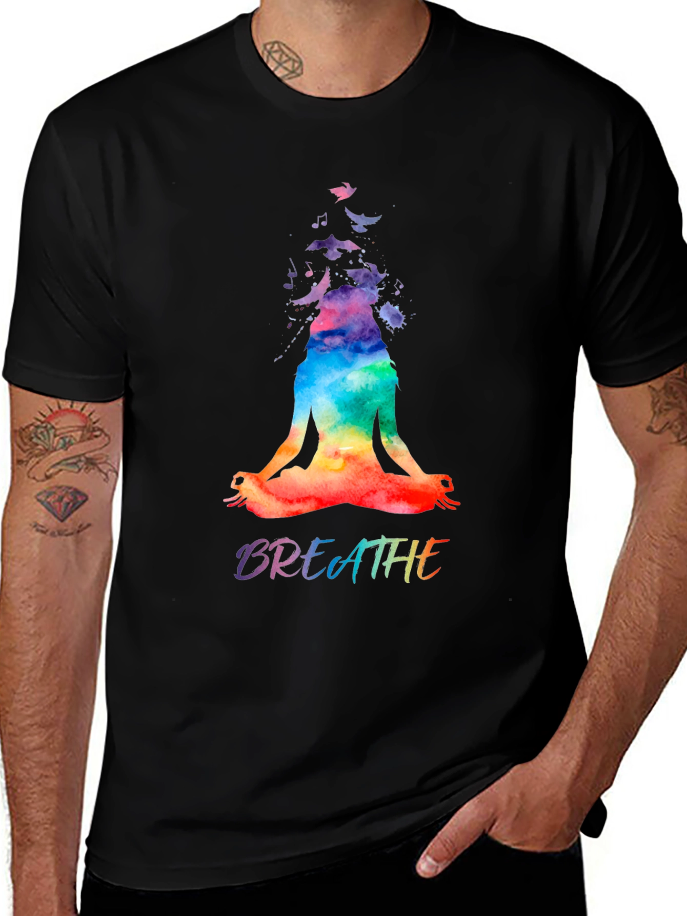 Variant 25 of Breathe Yoga Meditation Graphic Tee - Black