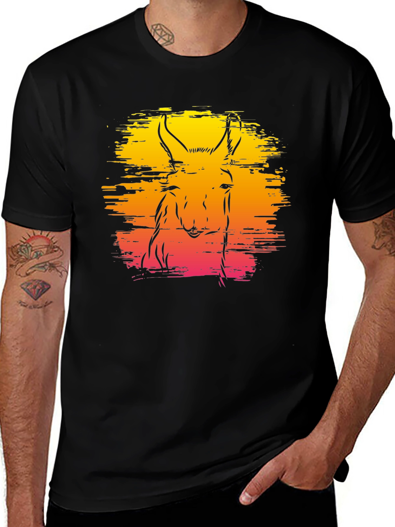 Variant 26 of Llama Sunset Graphic Tee - Unique Animal Design
