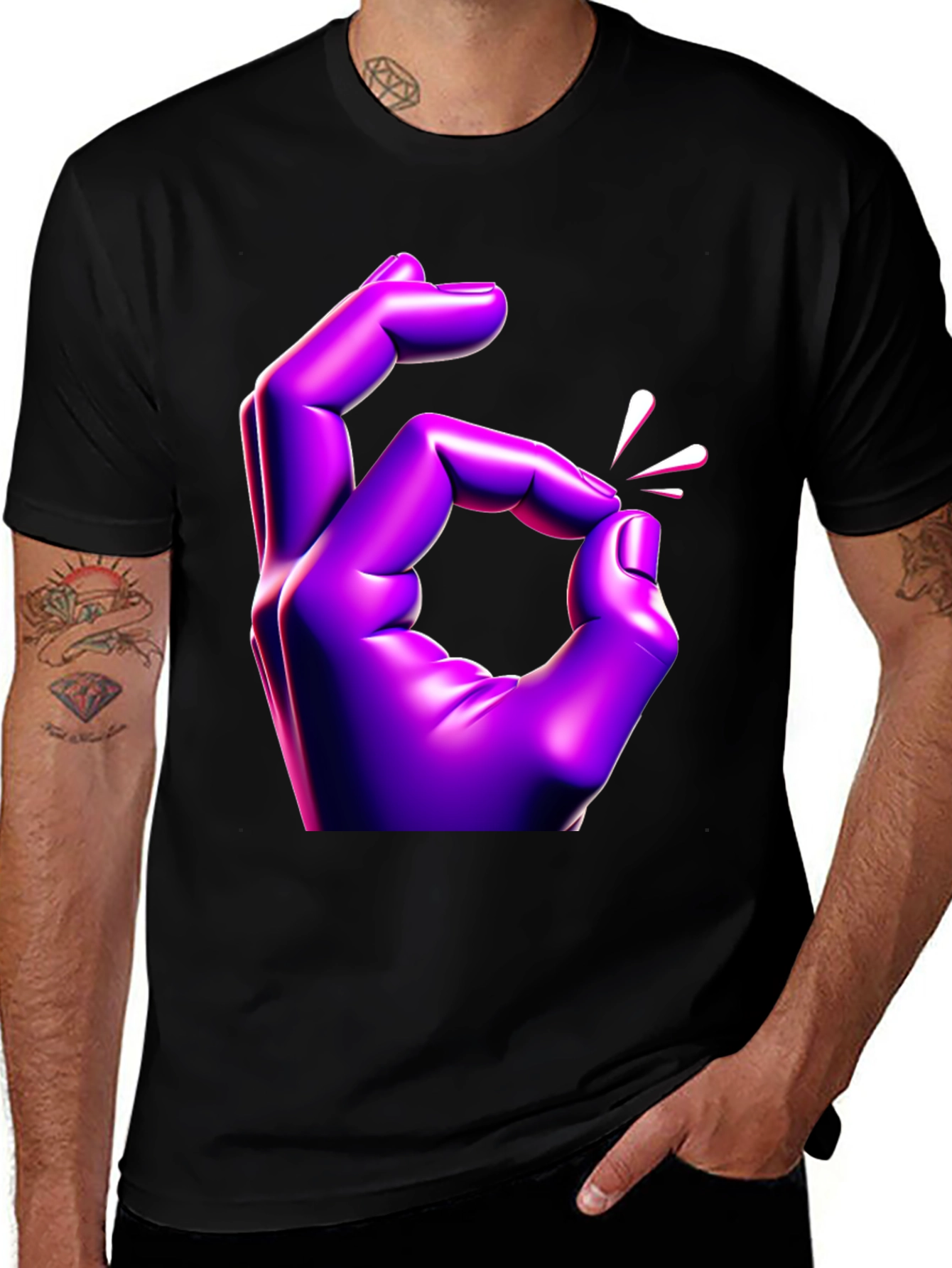 Variant 28 of Purple Pinch Hand Black T-Shirt - Modern Style