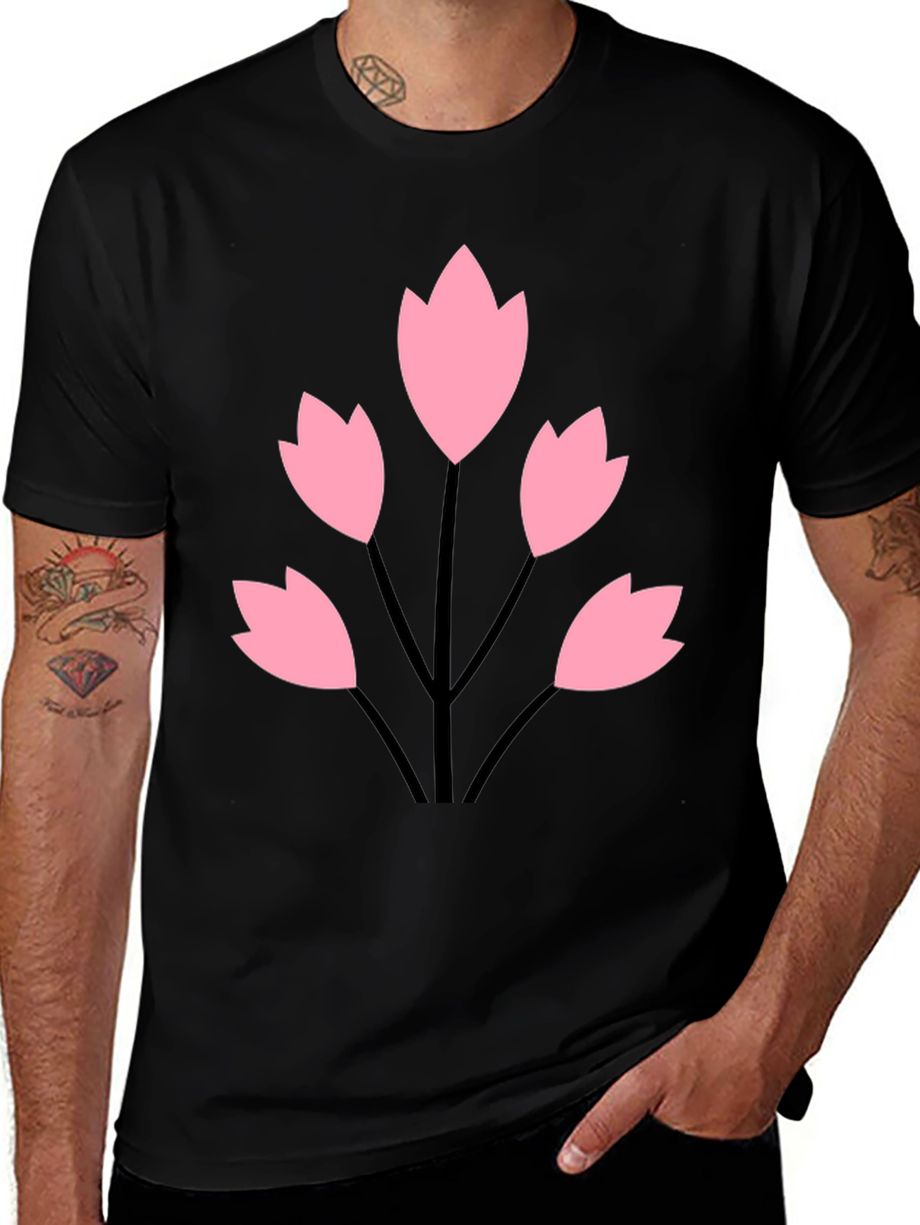 Variant 16 of Black Tee with Floral Graphic