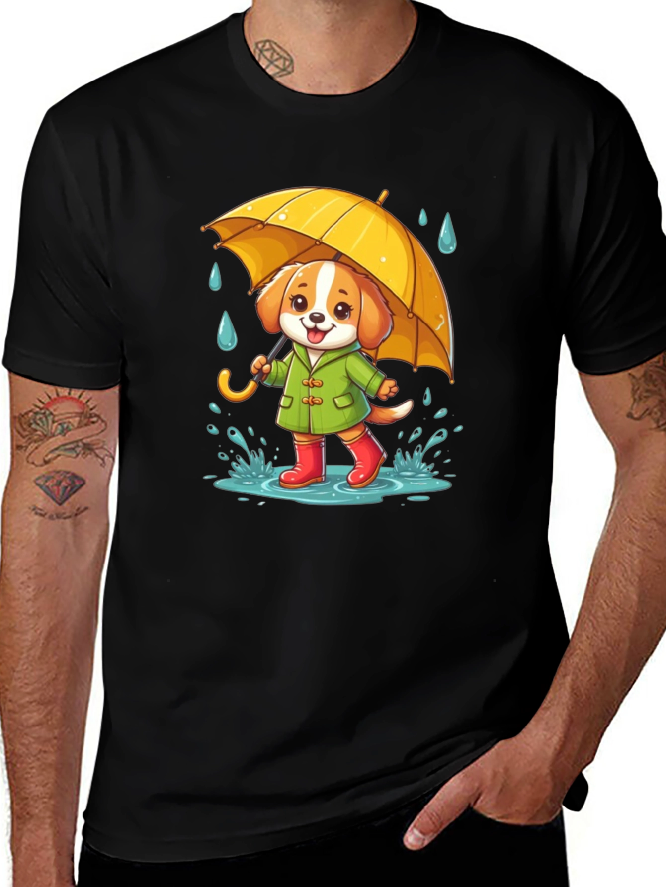 Variant 3 of Cute Dog in Rain T-Shirt