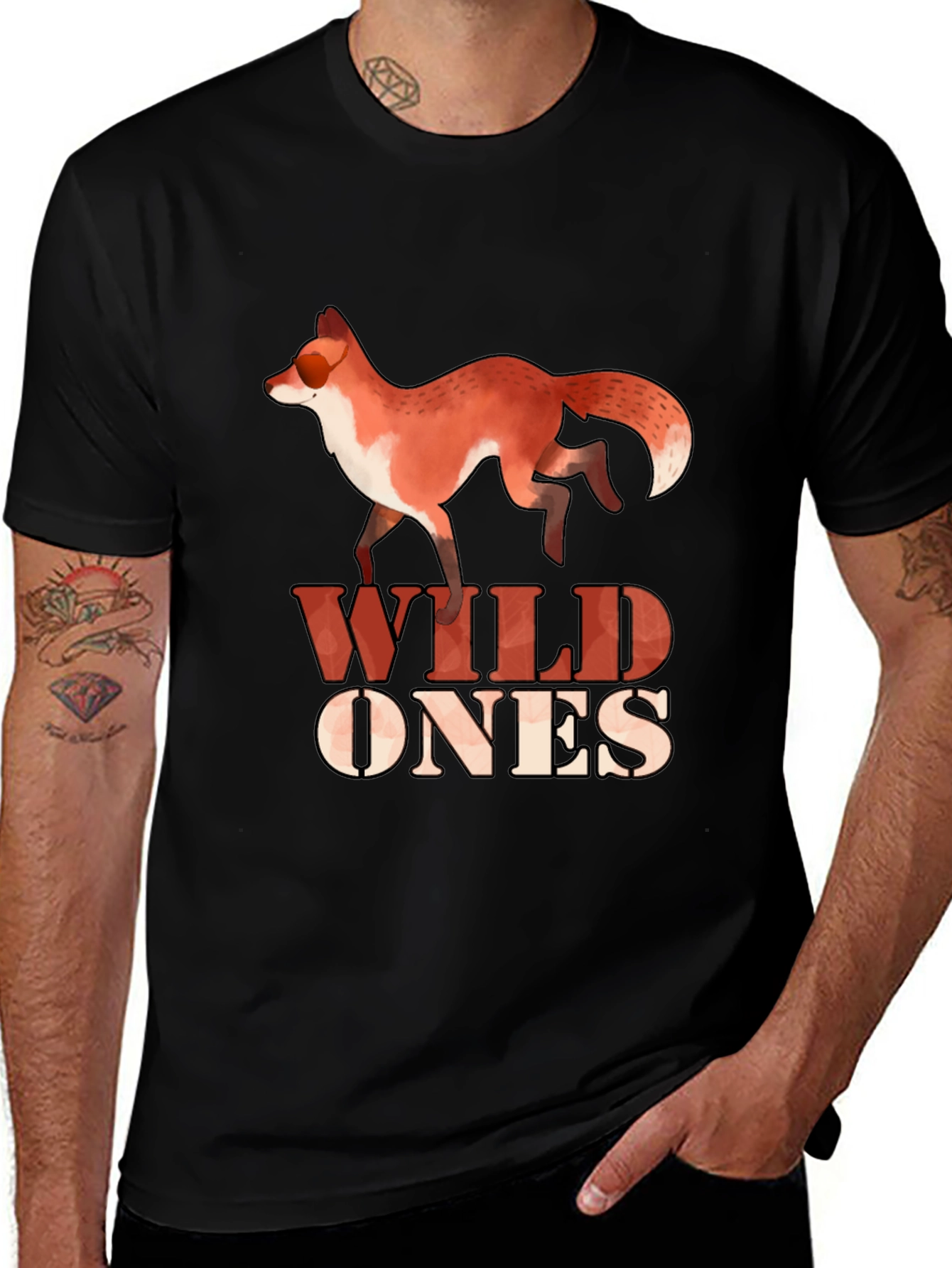 Variant 22 of Wild Ones Fox Graphic Tee - Black Cotton Blend
