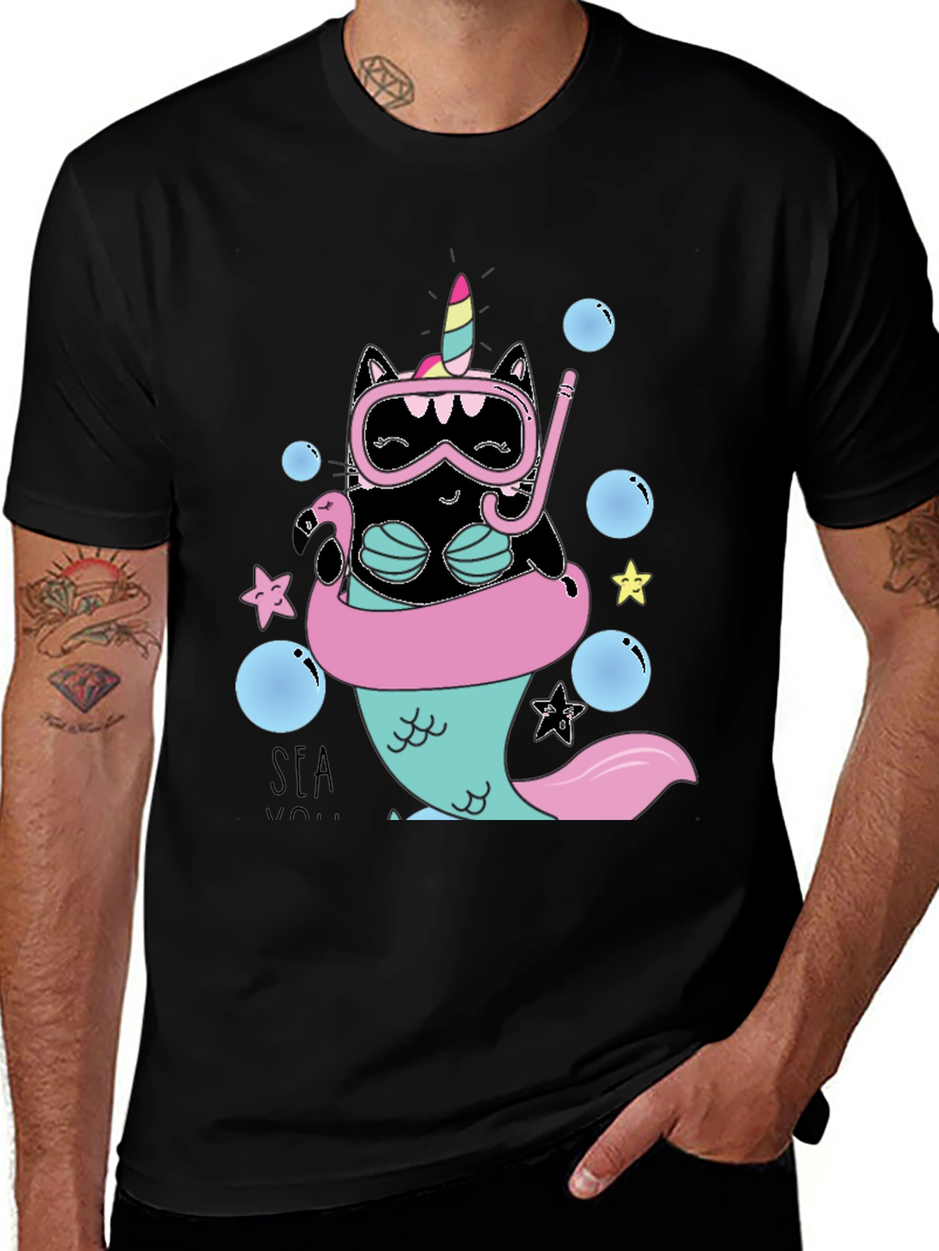 Variant 13 of Unicorn Cat Mermaid T-Shirt - Fun Aquatic Design