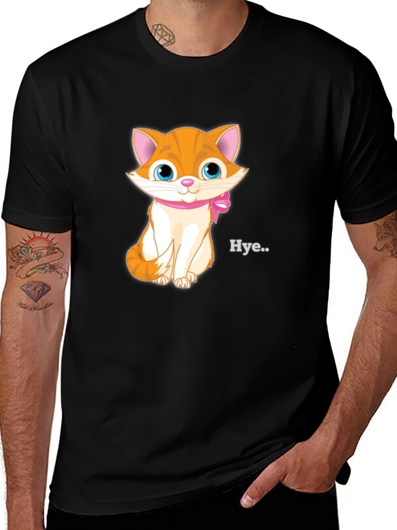 Cute Kitten Graphic Tee - Black