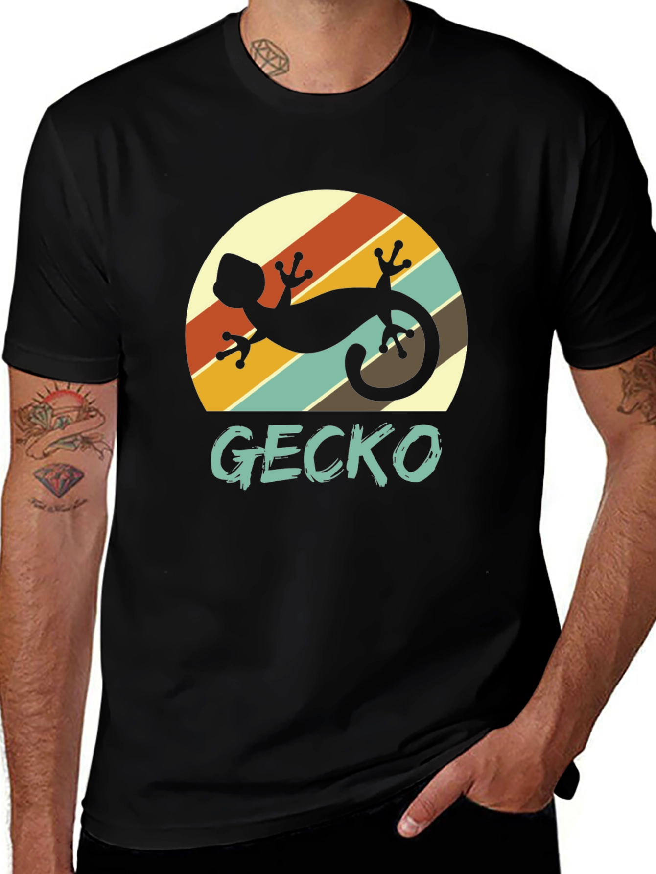 Variant 18 of Retro Gecko Graphic Tee - Vintage Lizard Design