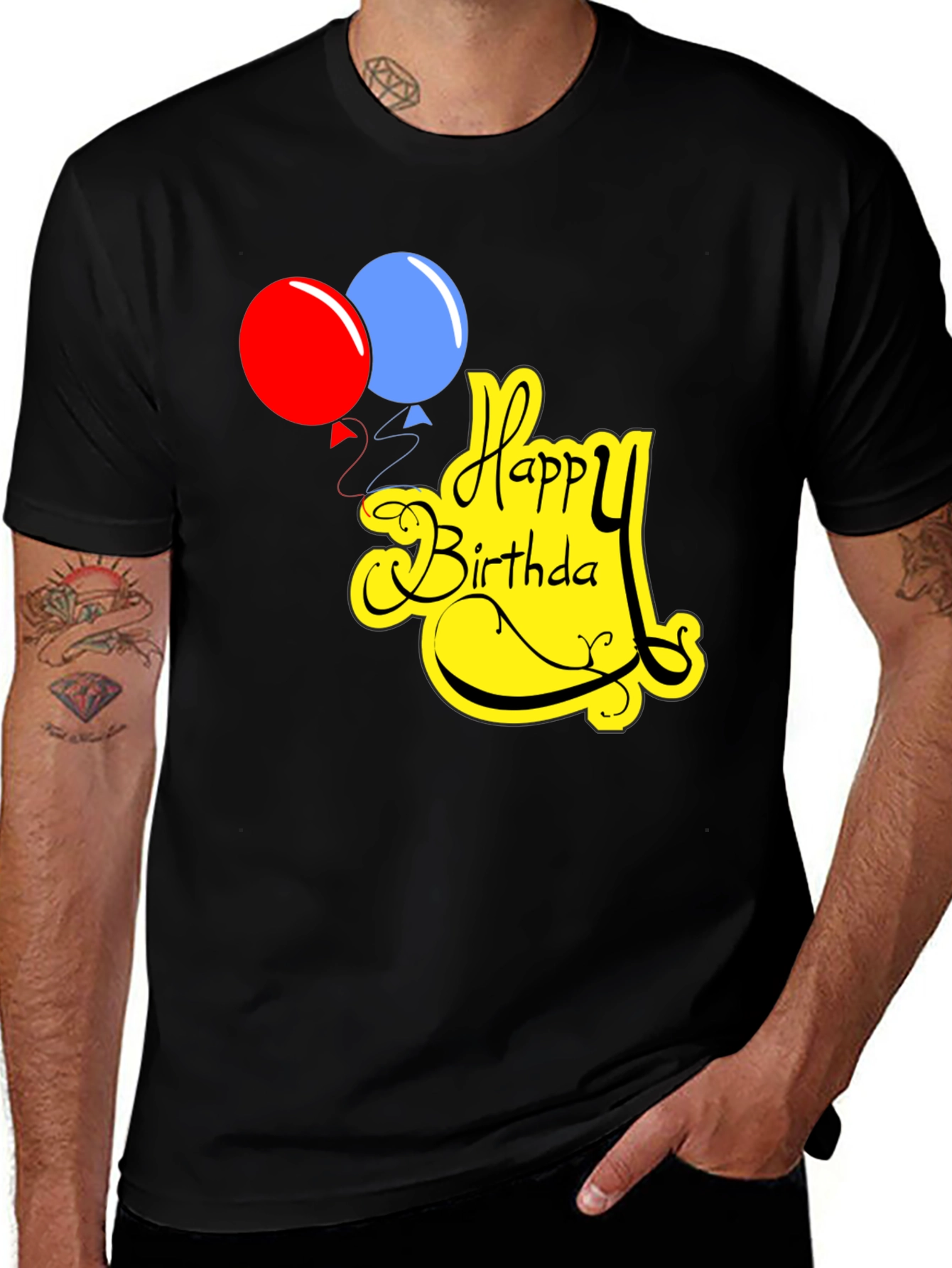 Happy Birthday Graphic Tee, Black