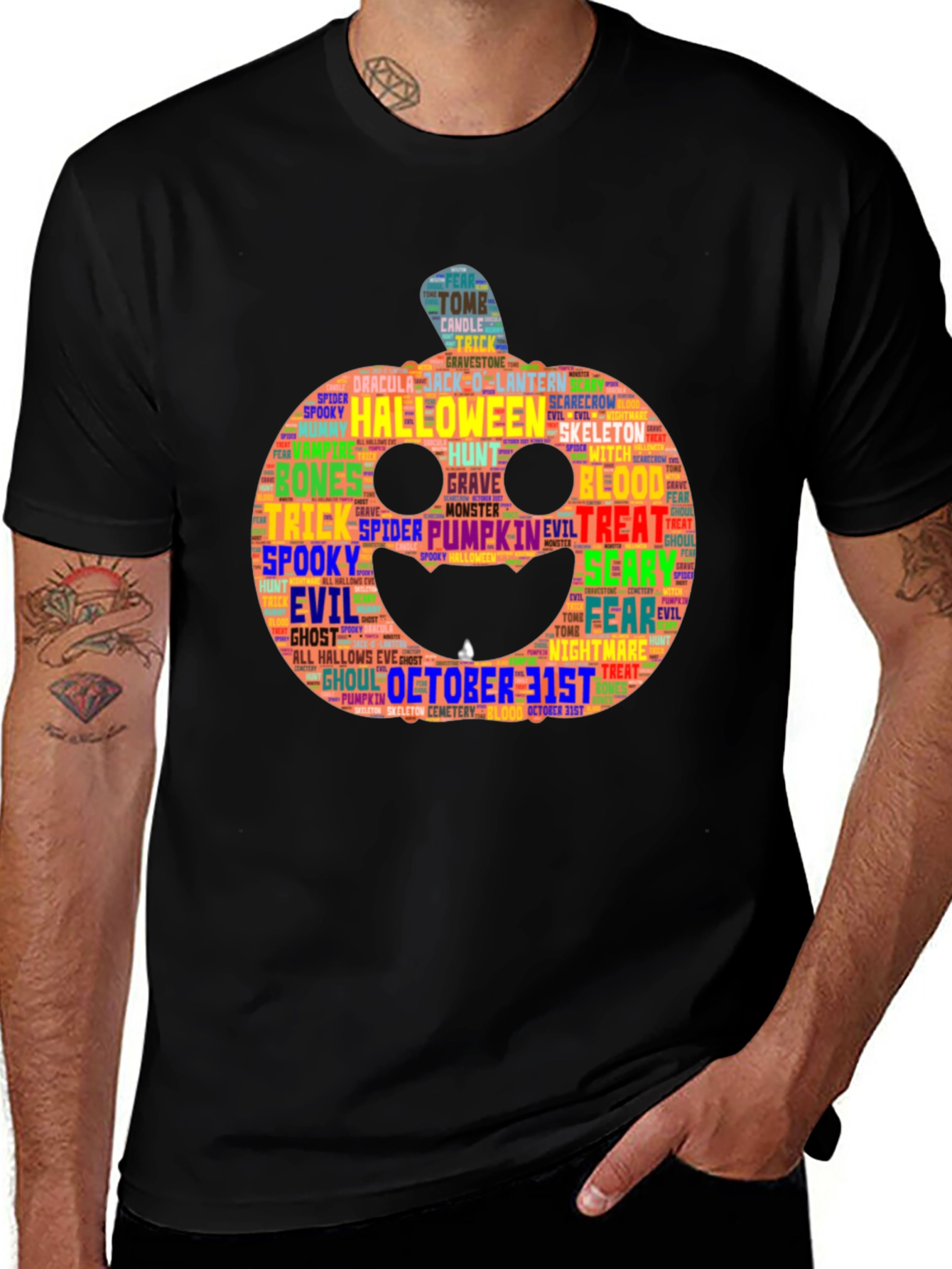 Halloween Word Art Pumpkin T-Shirt