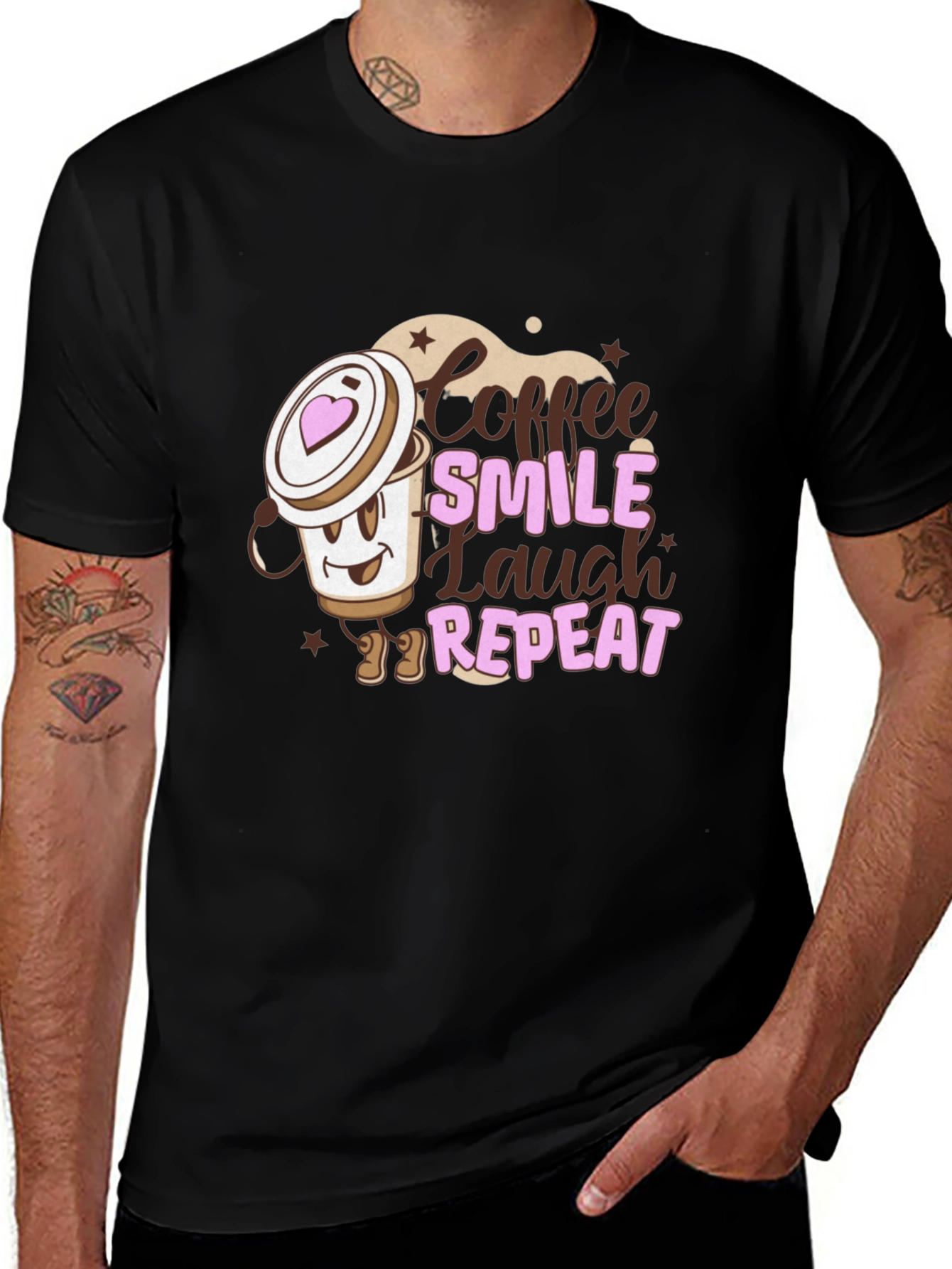 Variant 18 of Coffee Smile Laugh Repeat Black Graphic Tee