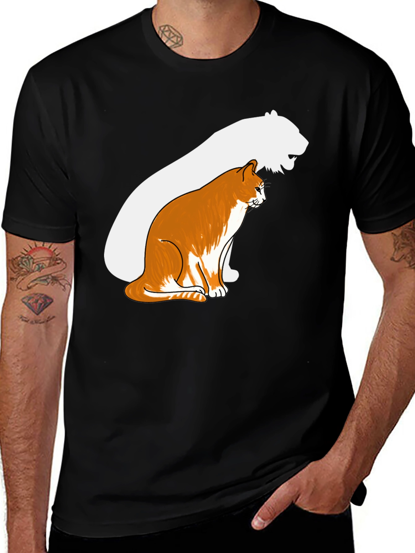 Variant 5 of Cat and Tiger Shadow Graphic Tee