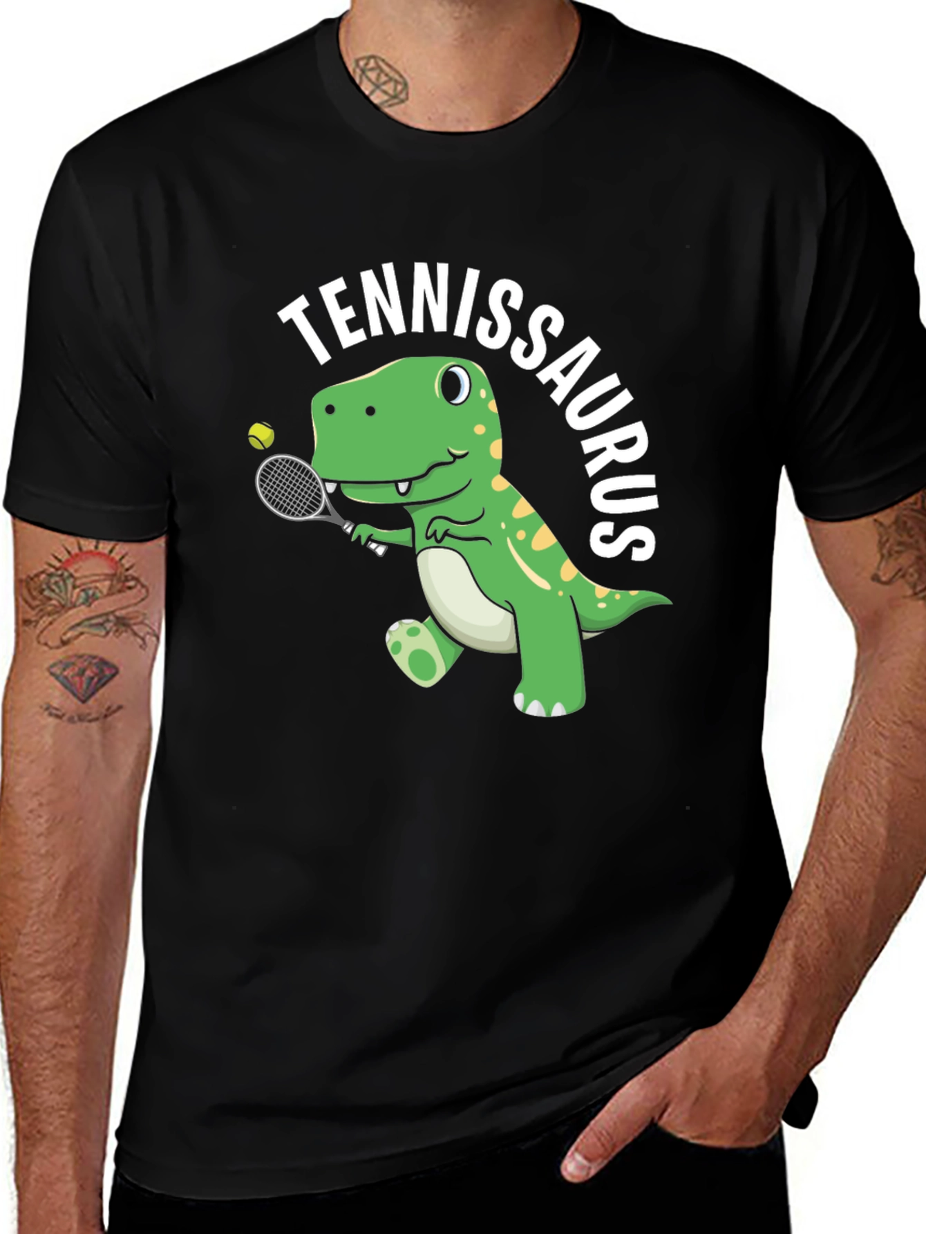 Variant 15 of Tennisasaurus Black T-Shirt