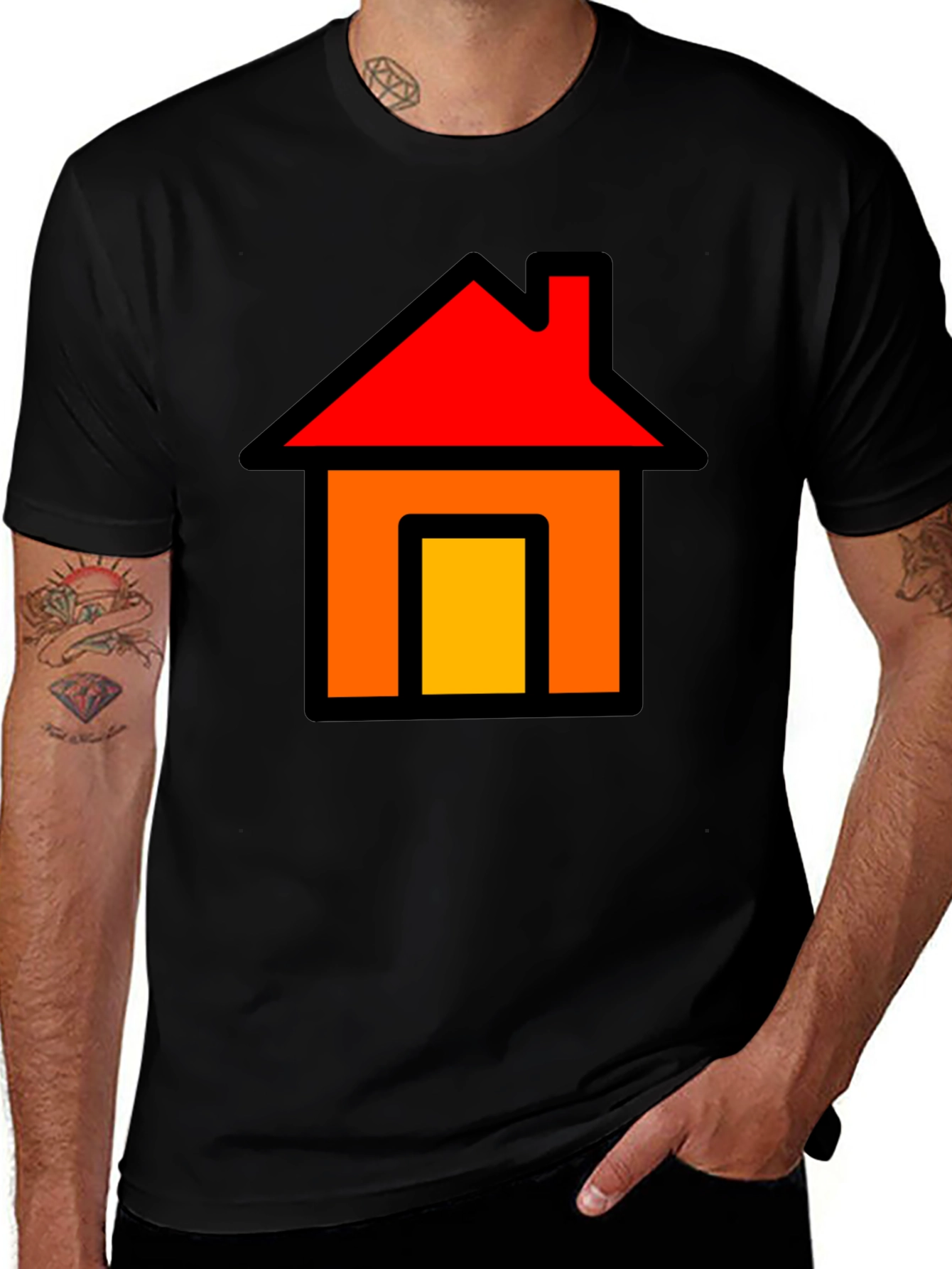 Home Icon Graphic Tee - Black Cotton T-Shirt