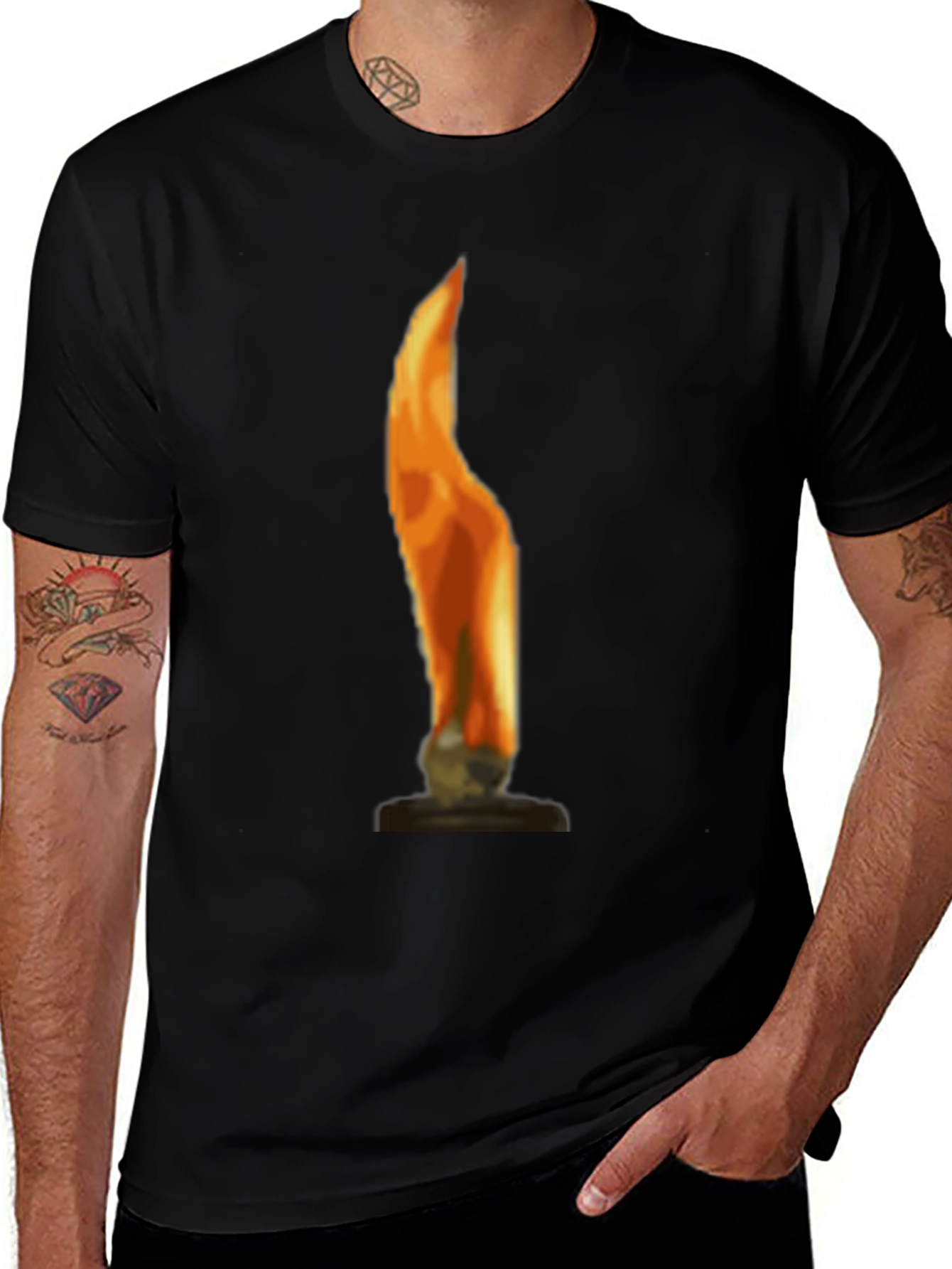 Flame Graphic Black Tee Shirt