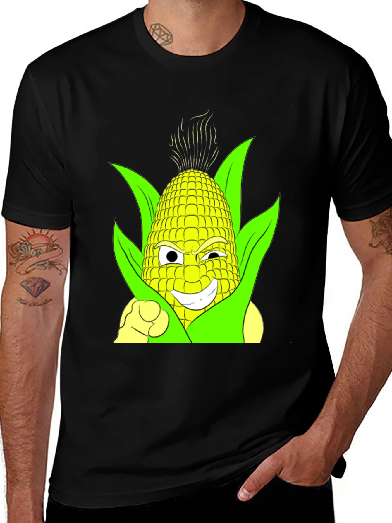 Variant 22 of Funny Corn Character Black T-Shirt