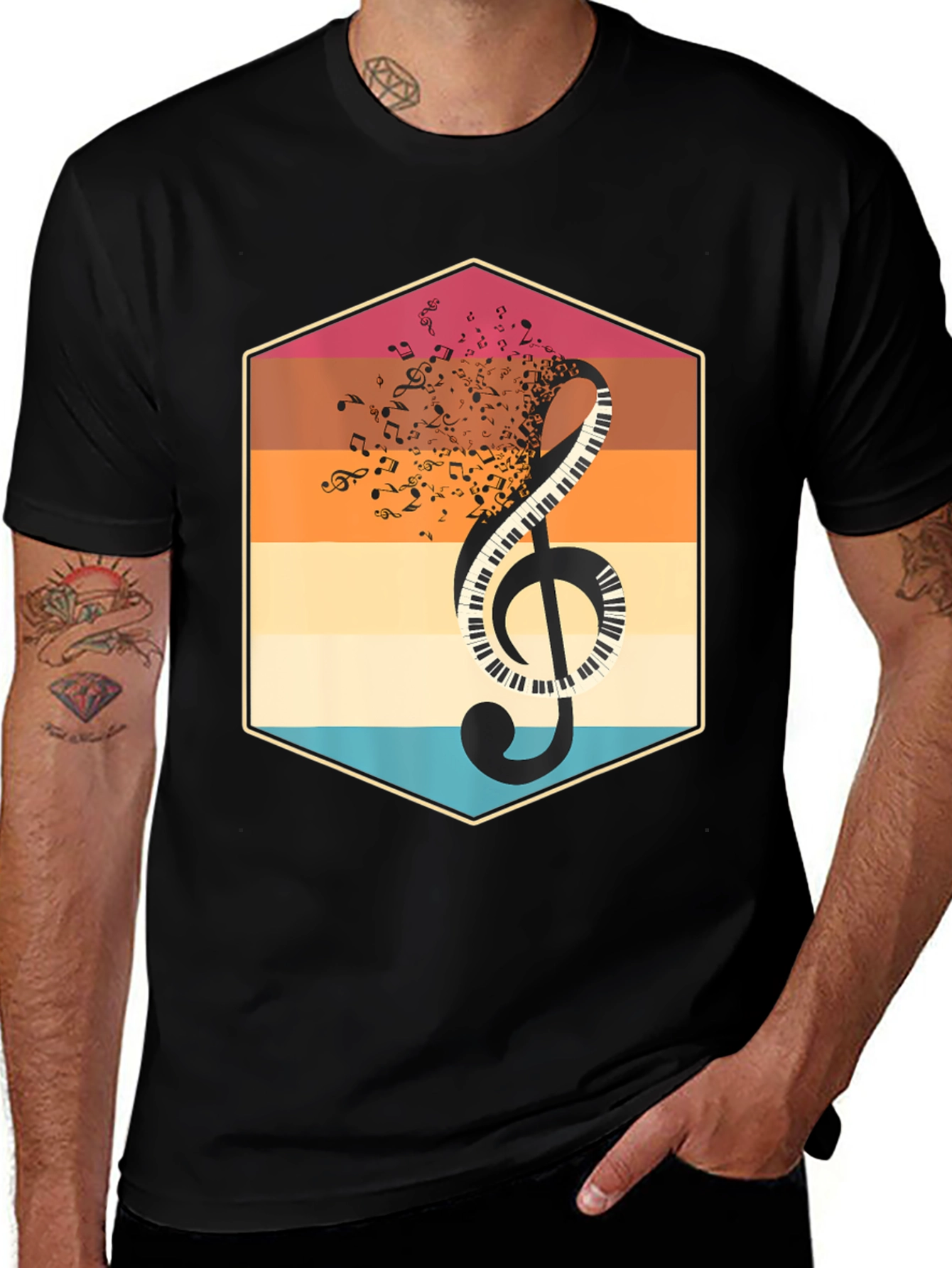 Variant 10 of Musical Clef & Keyboard Graphic T-Shirt