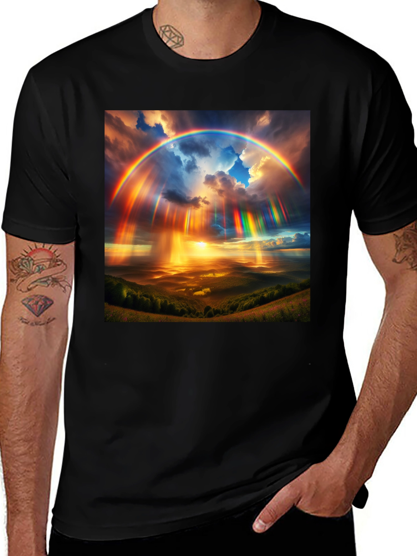 Variant 14 of Rainbow Sky T-Shirt - Vivid Colors, Unique Design