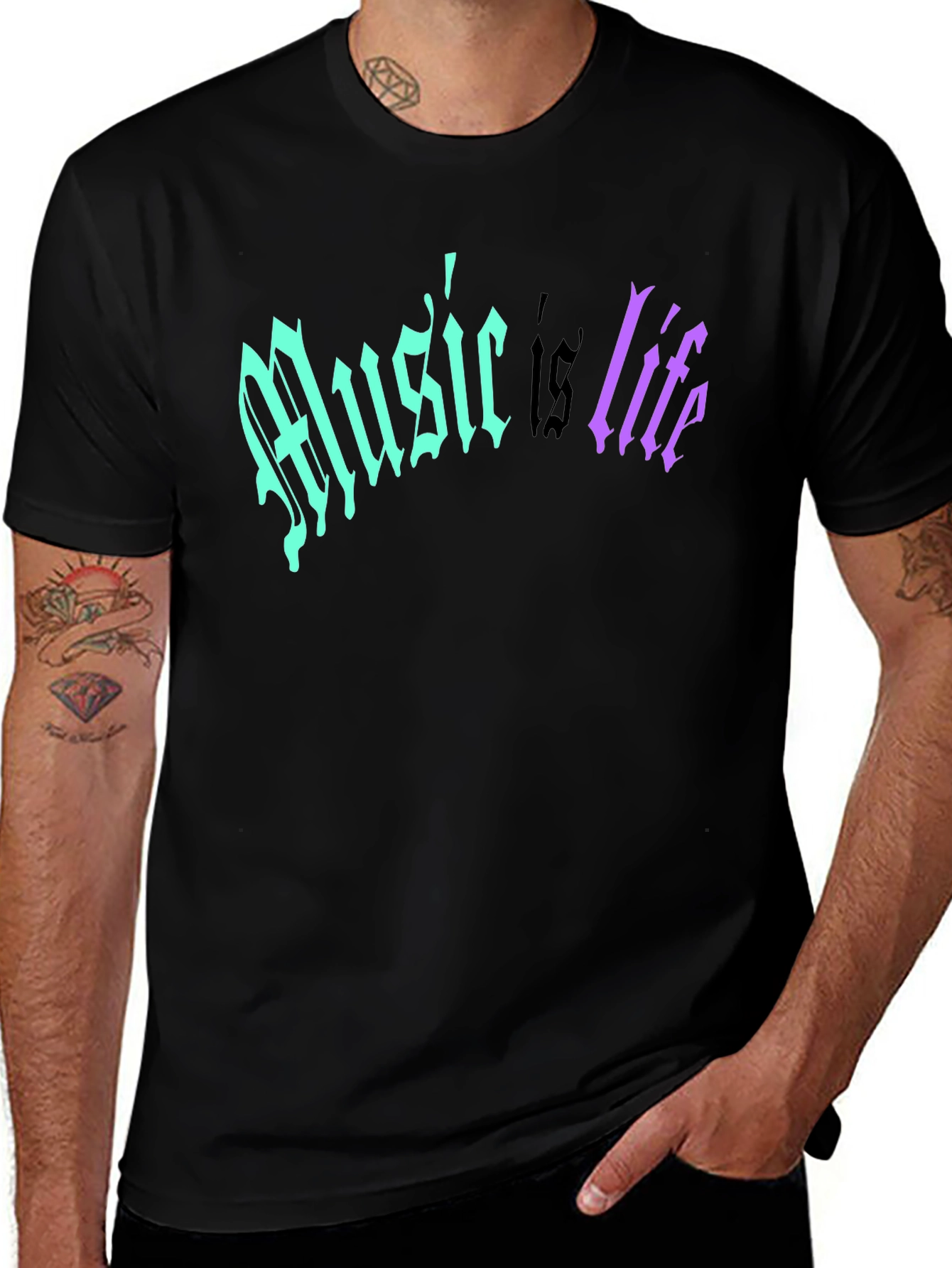 Variant 27 of Music Is Life Graphic Tee - Black Crew Neck