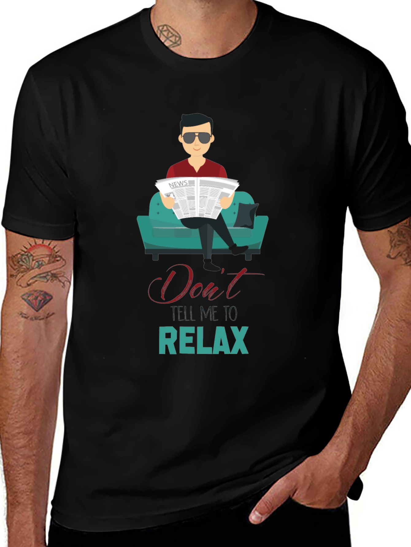 Relax T-Shirt - Man Reading Newspaper on Couch