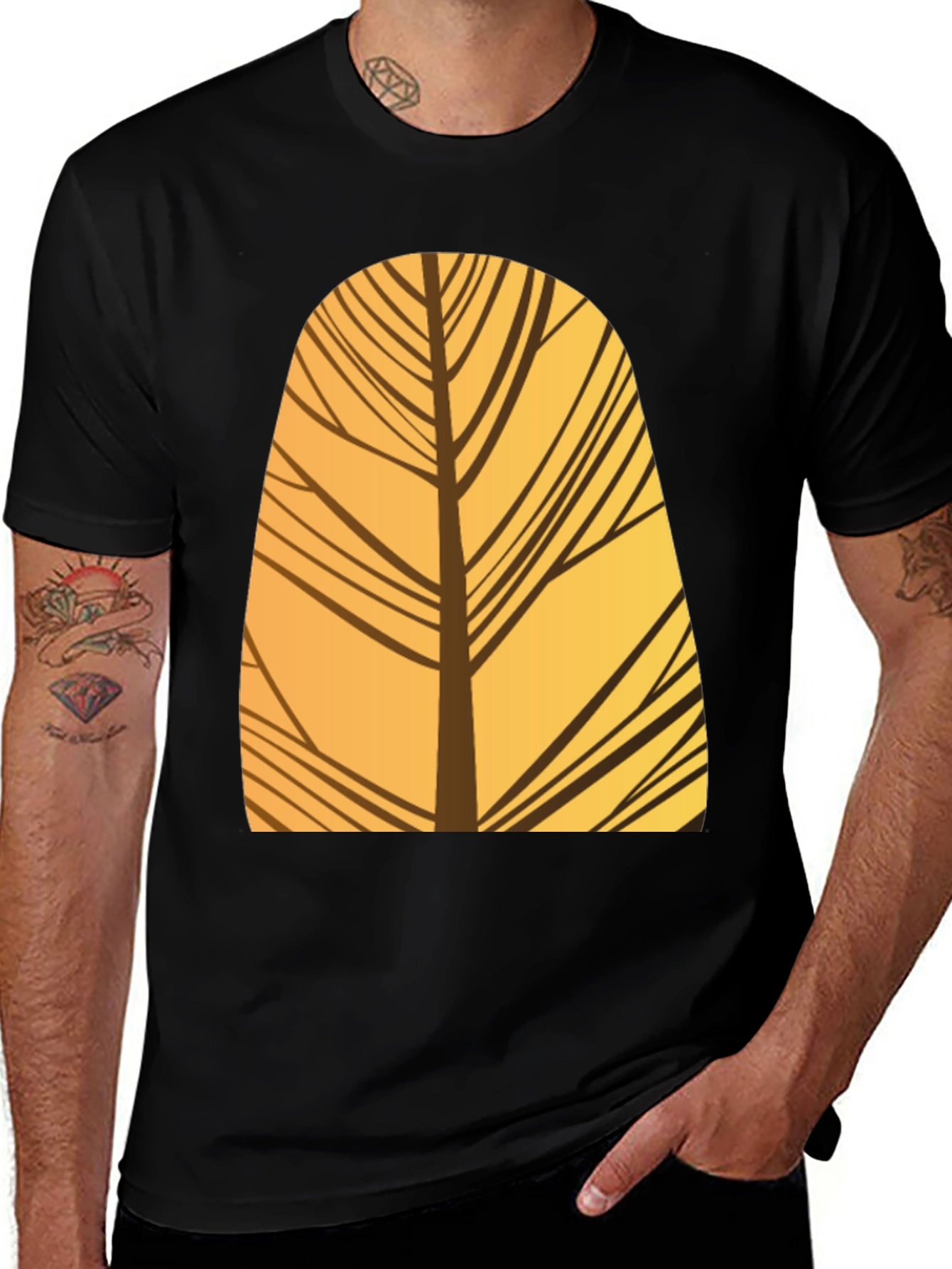 Variant 30 of Abstract Tree Graphic Black T-Shirt