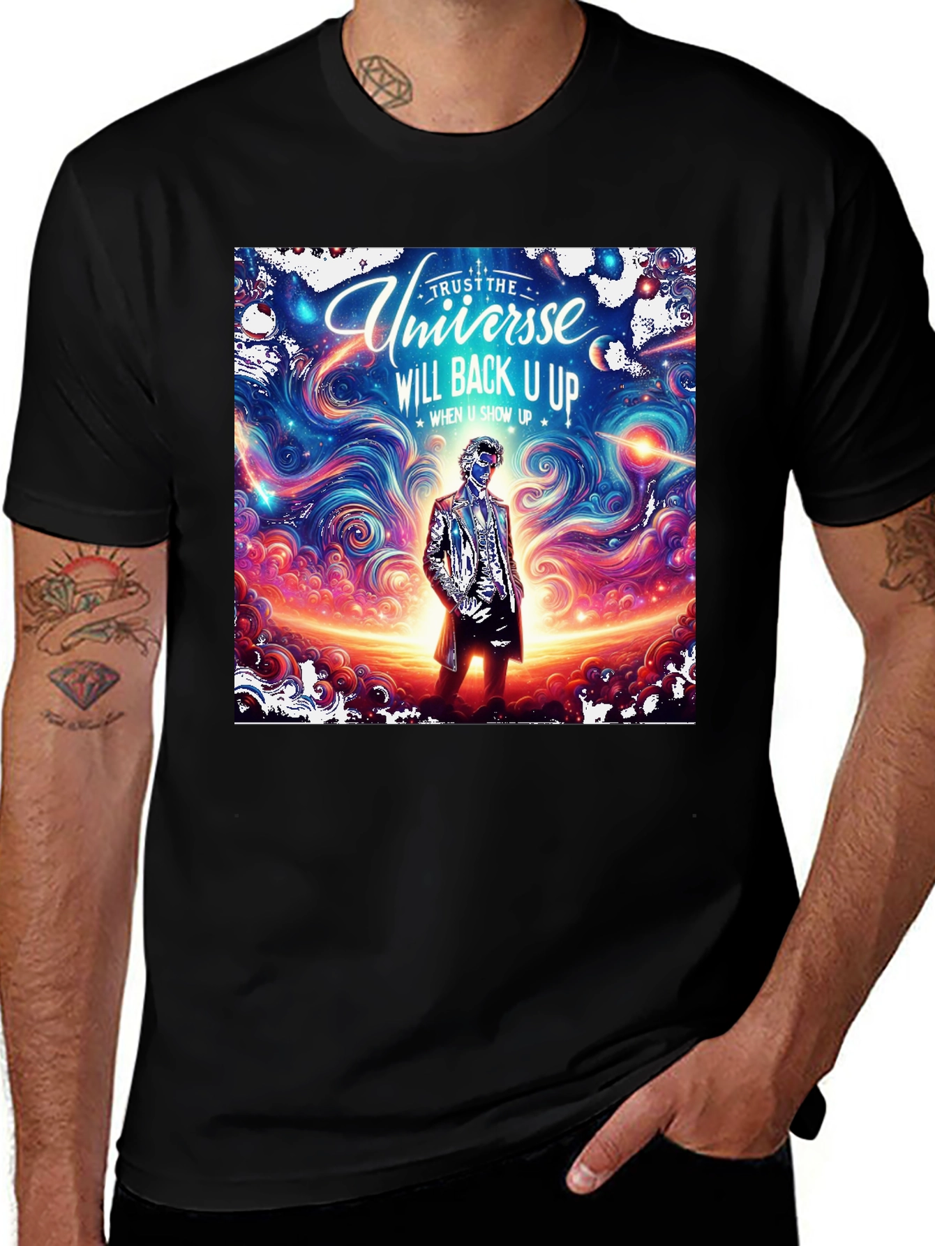 Variant 15 of Trust The Universe Graphic Tee - Black Crew Neck T-Shirt