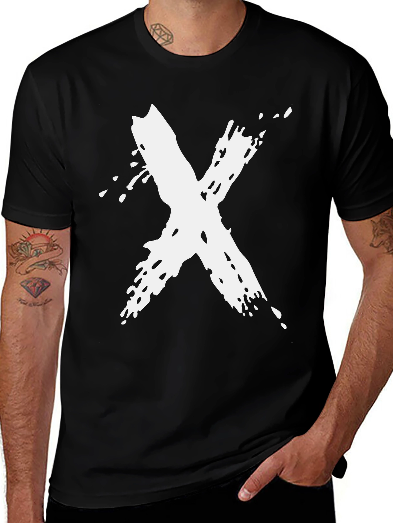 Variant 26 of Abstract X Graphic T-Shirt - Black Cotton Tee