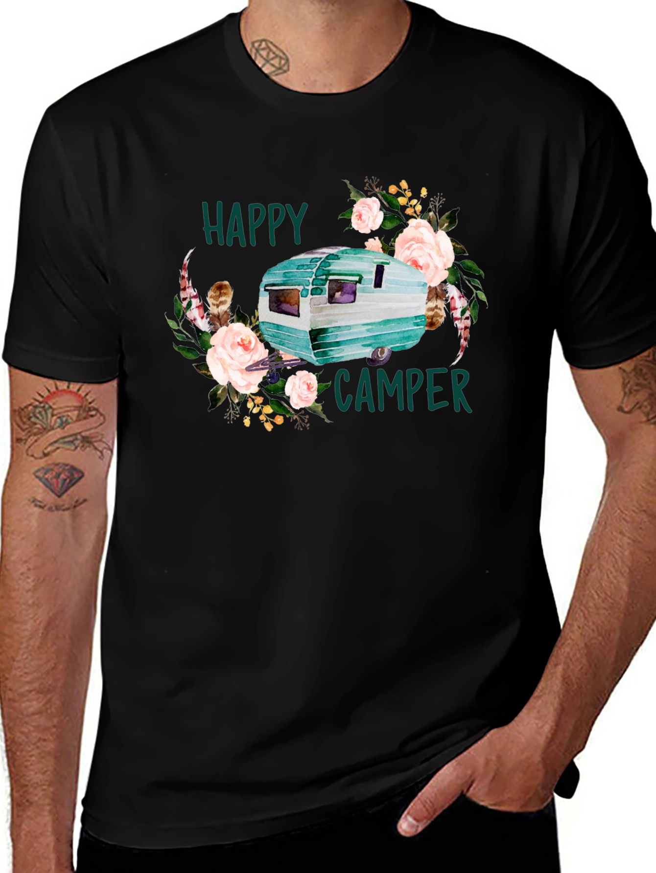 Variant 9 of Happy Camper Floral Graphic T-Shirt