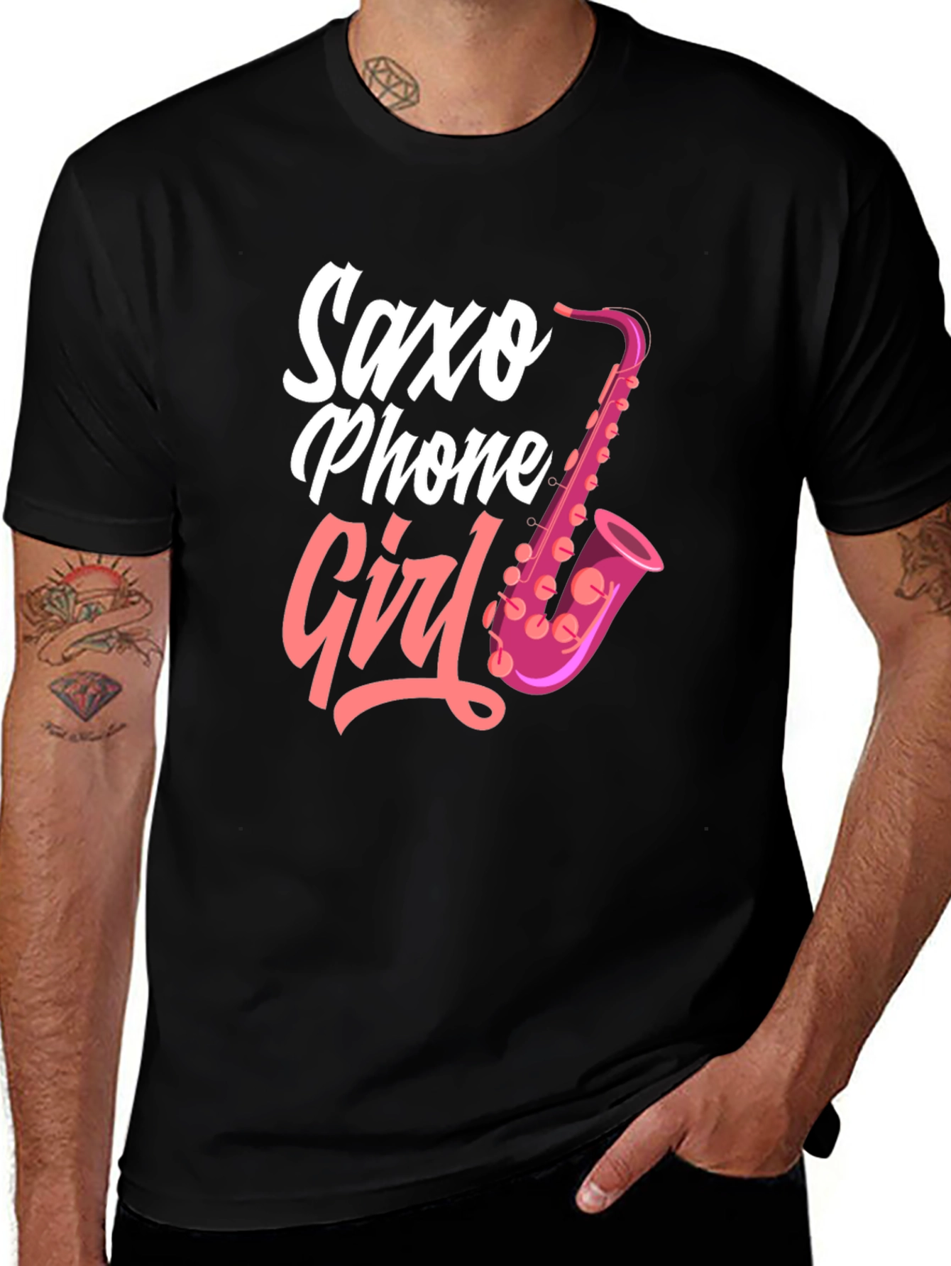 Variant 16 of Saxo Phone Girl Black T-Shirt