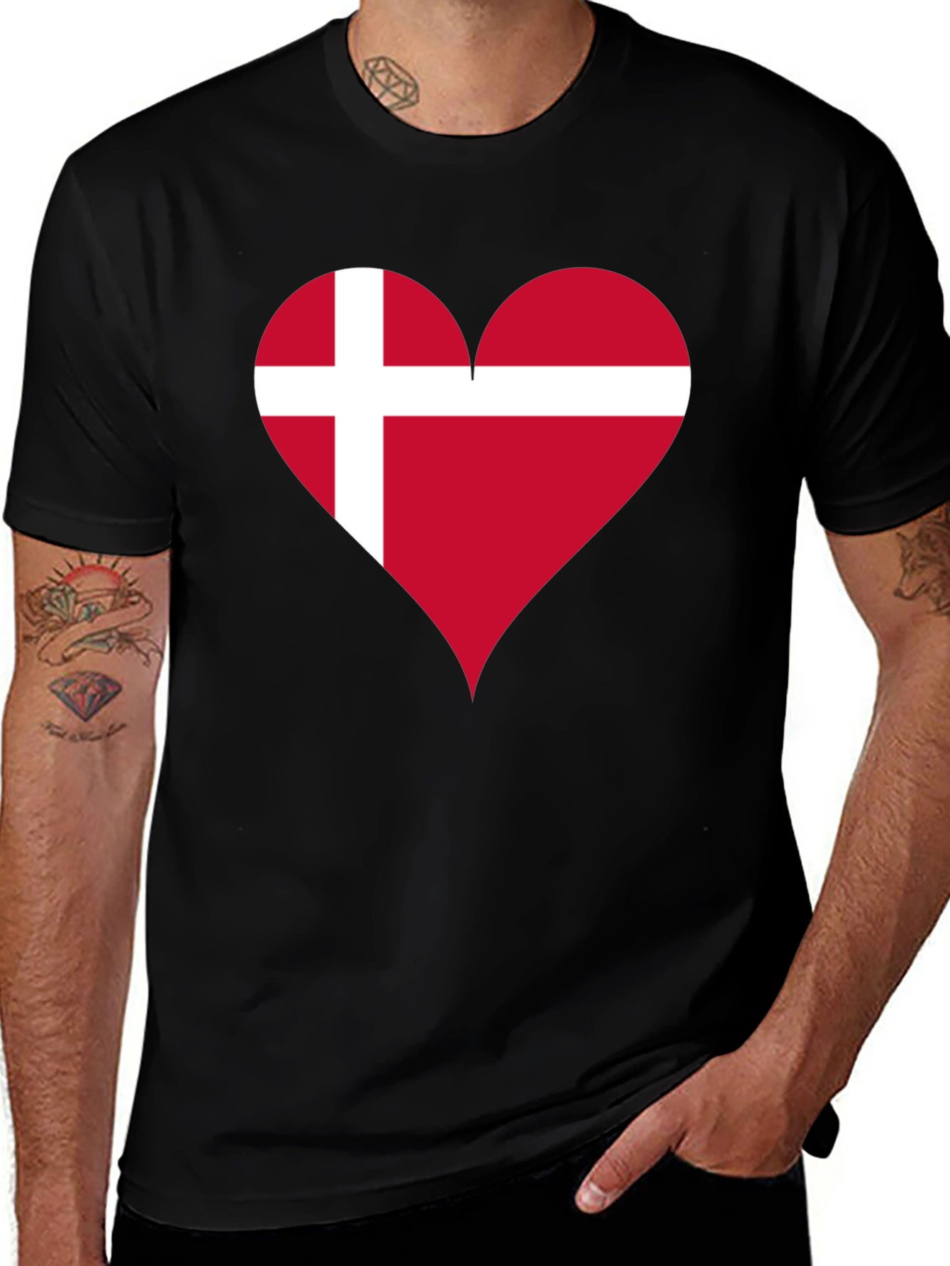 Variant 29 of Denmark Flag Heart T-Shirt - Show Your Love!