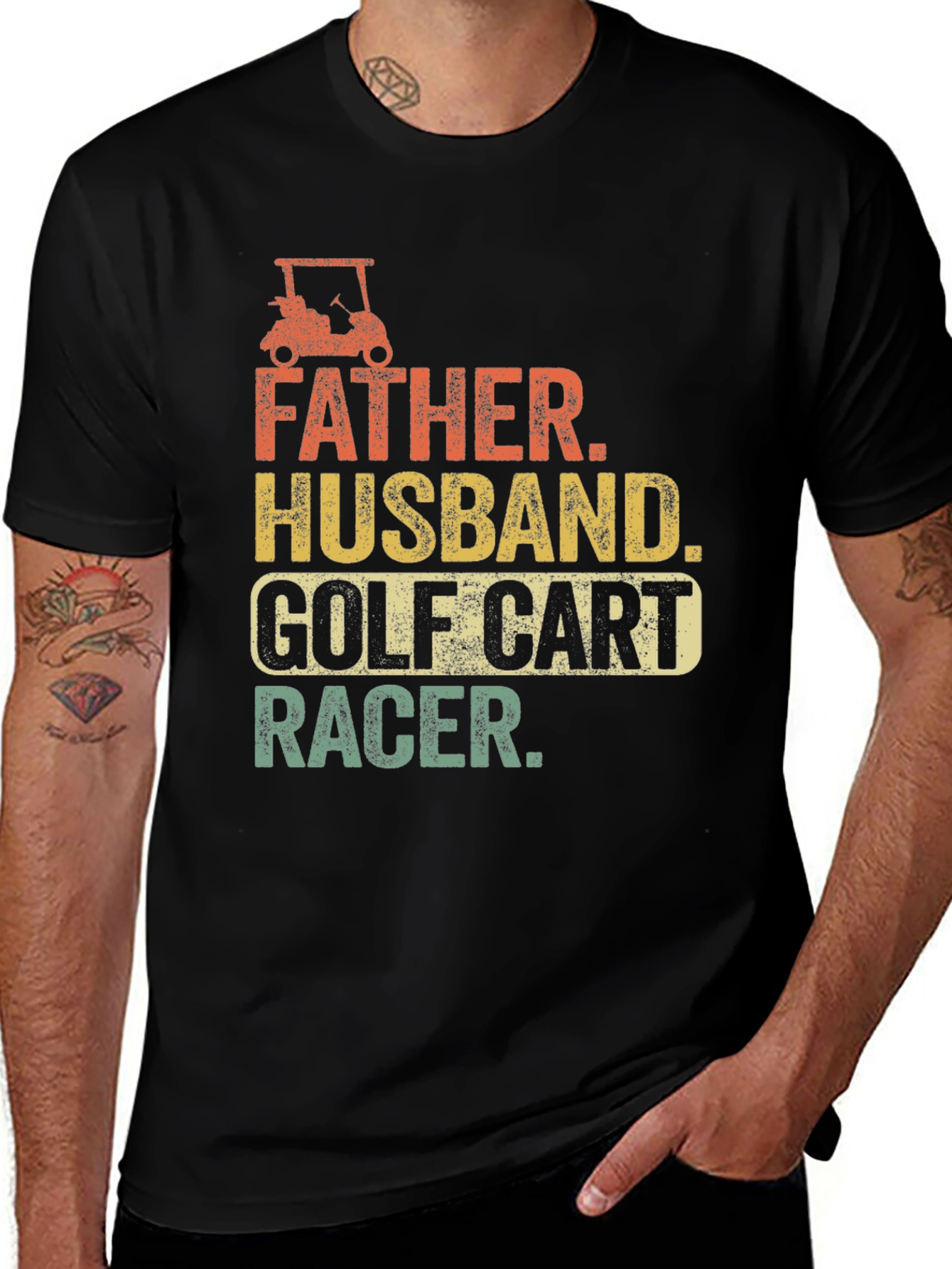 Variant 4 of Father Husband Golf Cart Racer Graphic Tee