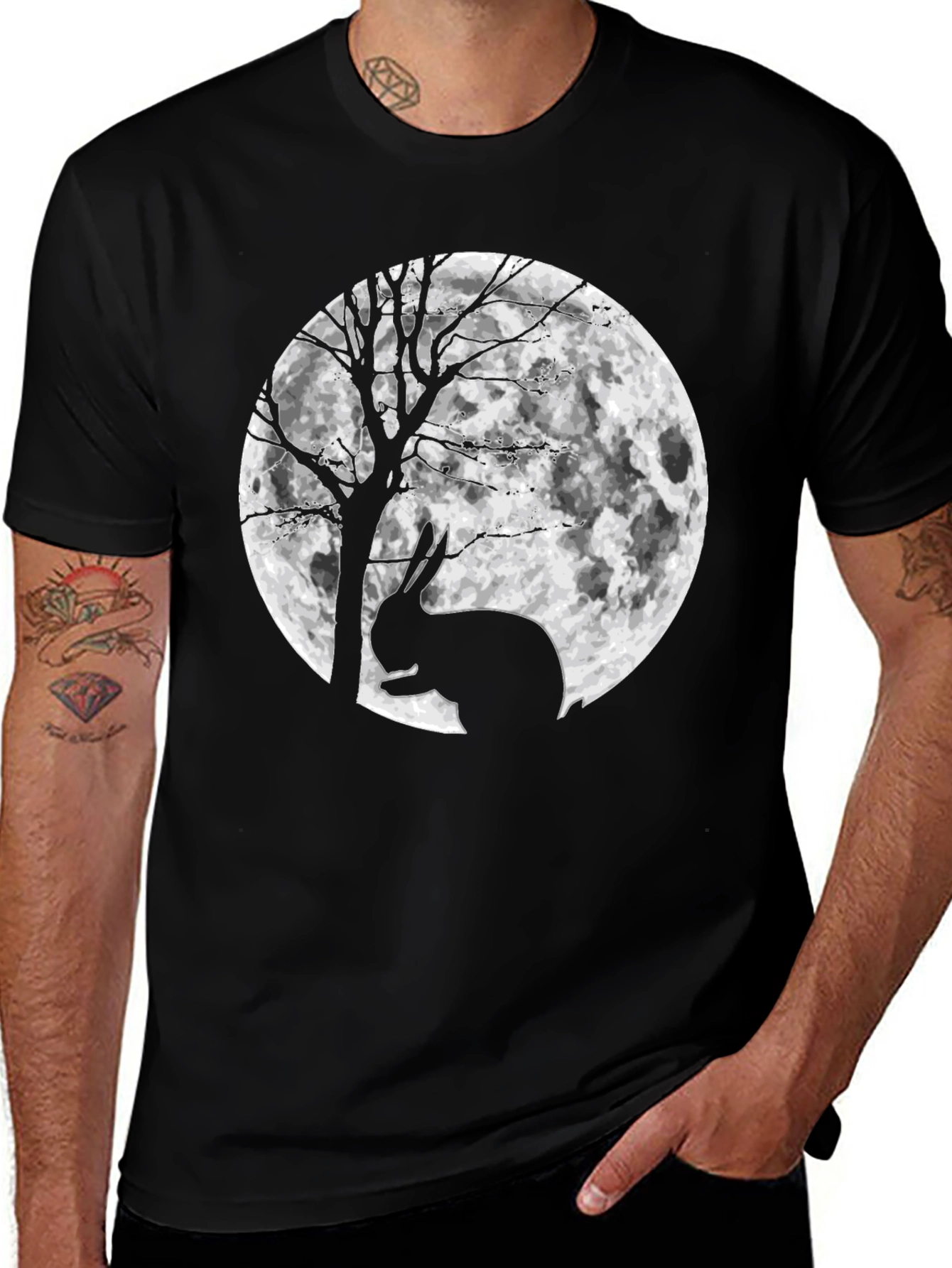 Variant 18 of Rabbit Moon Silhouette Graphic T-Shirt