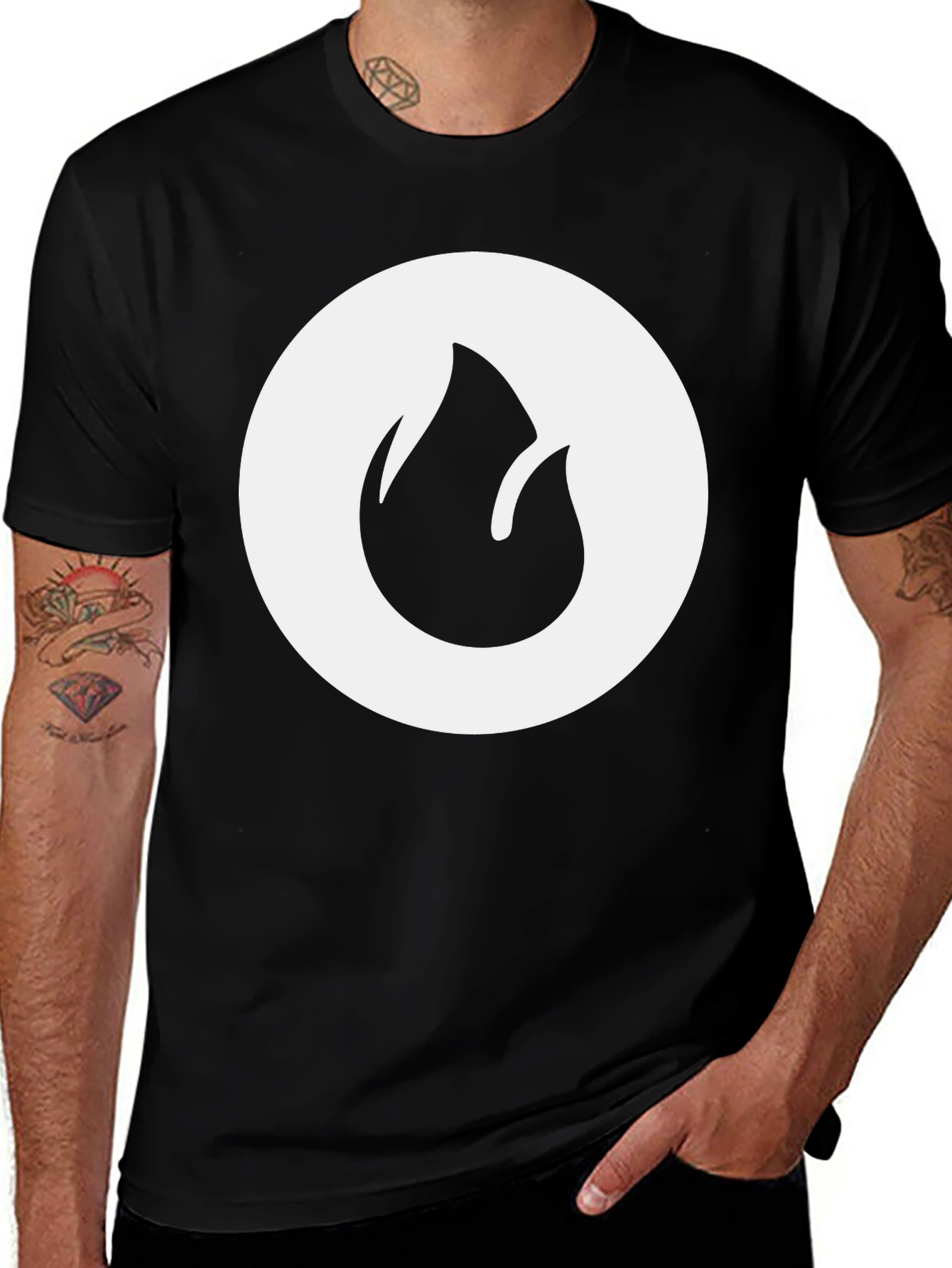 Variant 22 of Black T-Shirt with Flame Circle Graphic