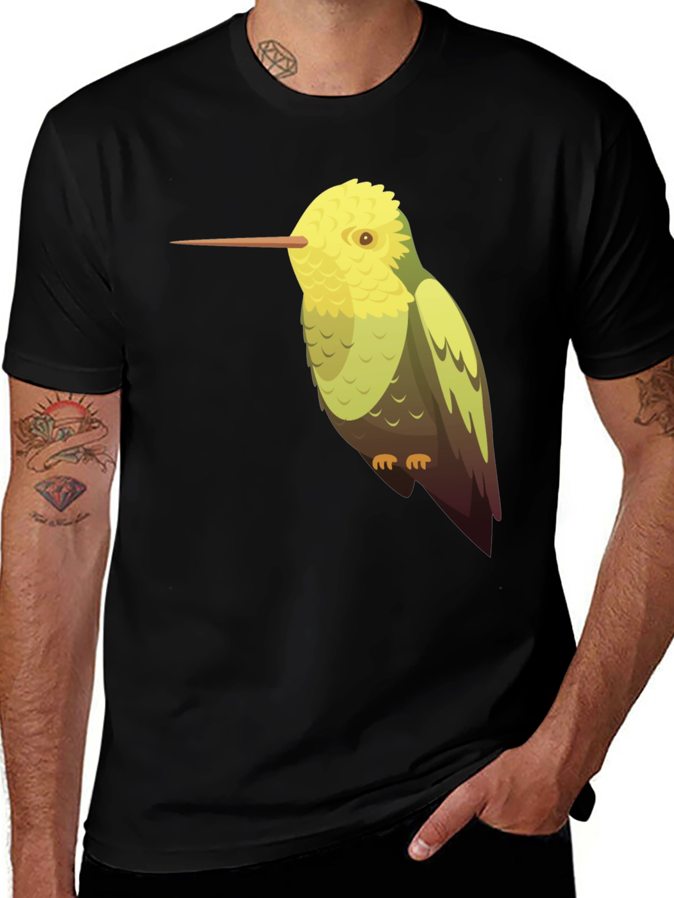 Variant 6 of Hummingbird Graphic Tee - Black Cotton Blend