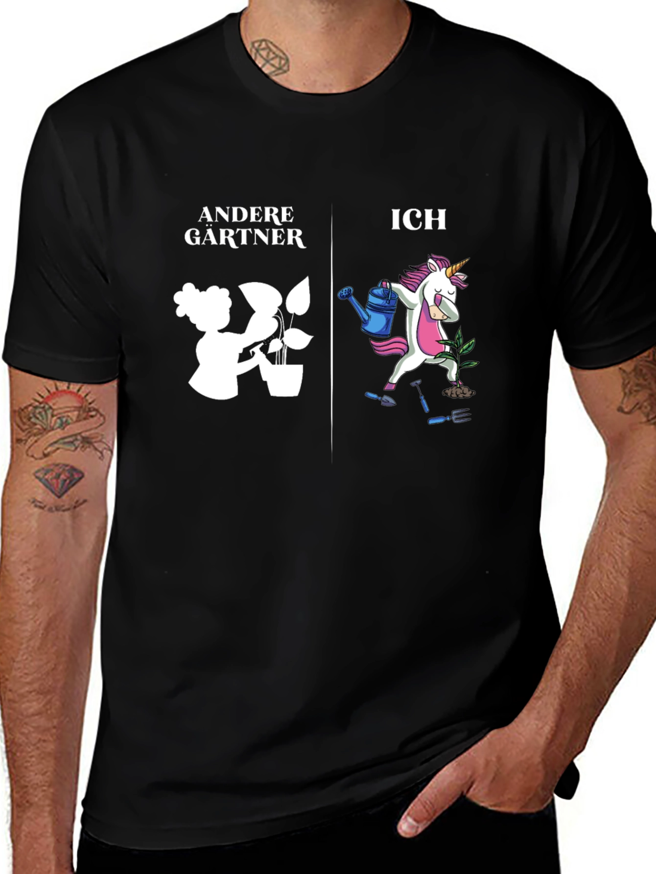 Variant 2 of Funny Gardener Unicorn Black T-Shirt