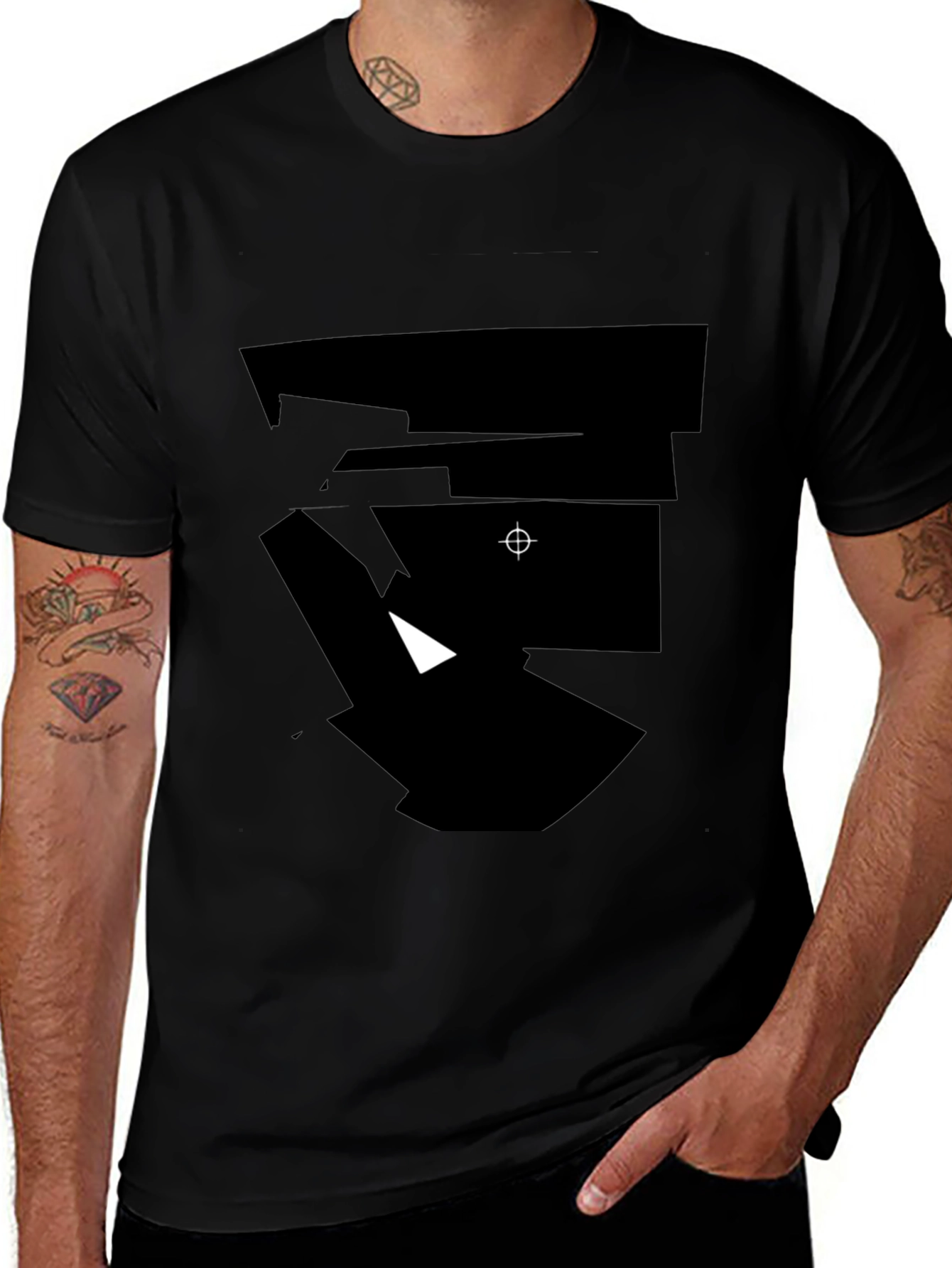 Black Abstract Black Graphic Tee - Modern Casual Wear main image