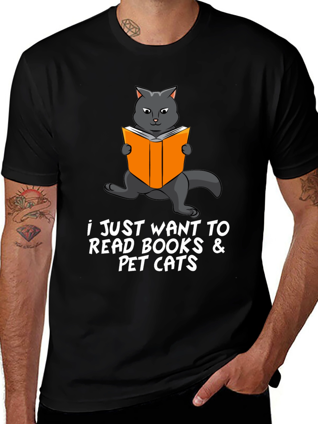 Variant 13 of Cat Reading Books T-Shirt - I Just Want to Read Books & Pet Cats Tee