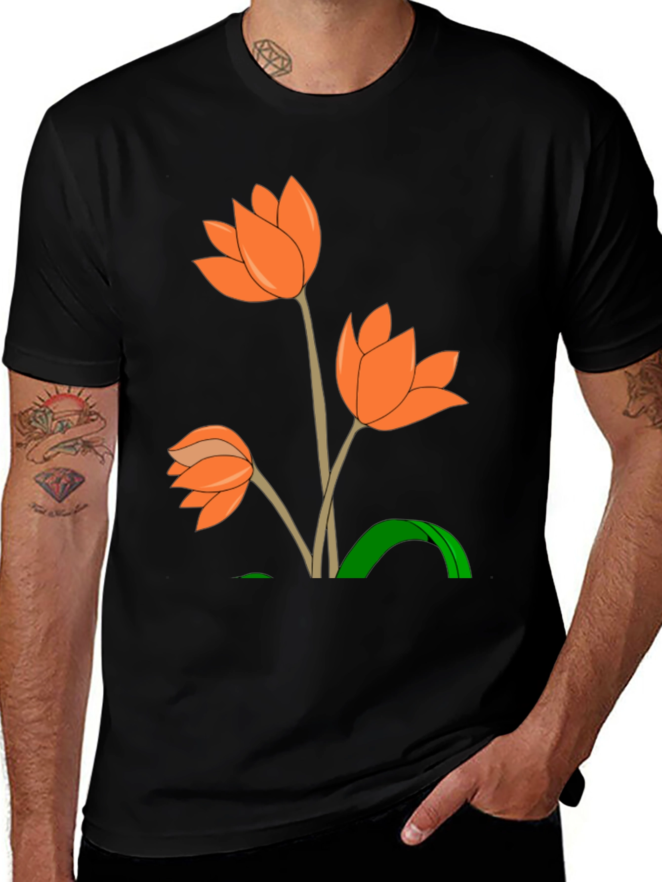 Variant 24 of Floral Design Black T-Shirt