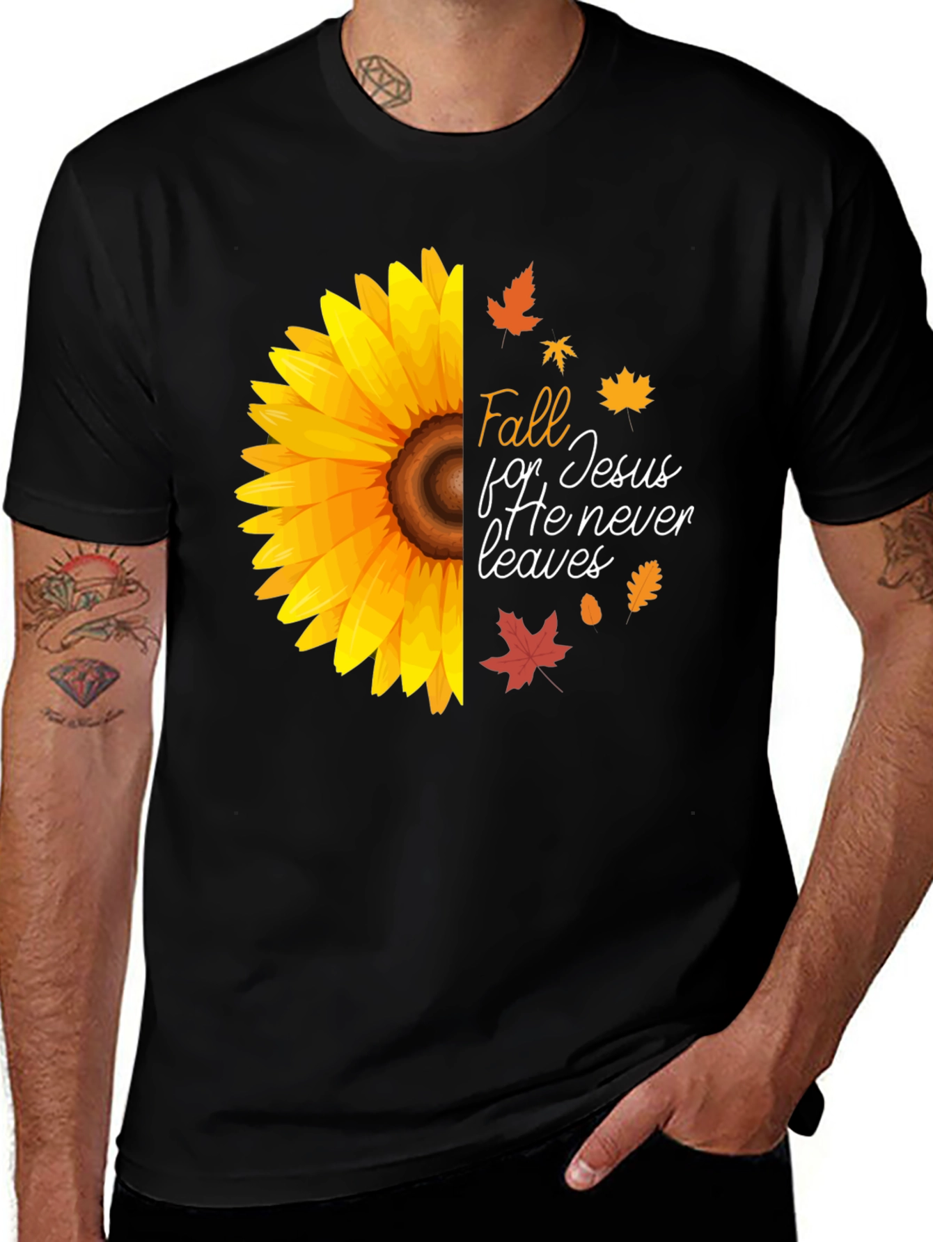Variant 9 of Fall for Jesus Sunflower Graphic Tee
