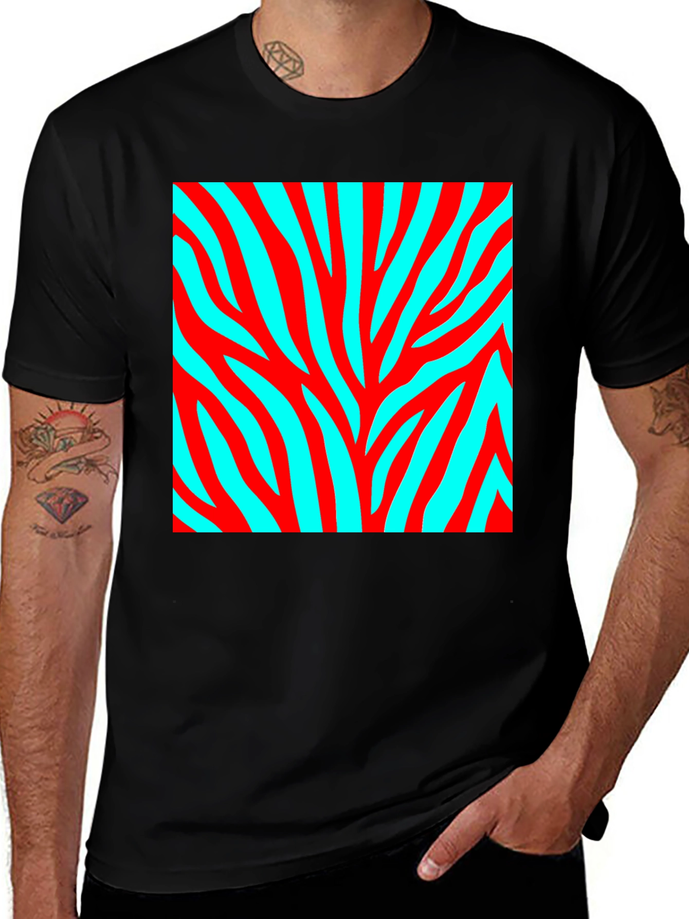 Variant 30 of Bold Zebra Stripe Graphic Tee - Black Cotton Blend