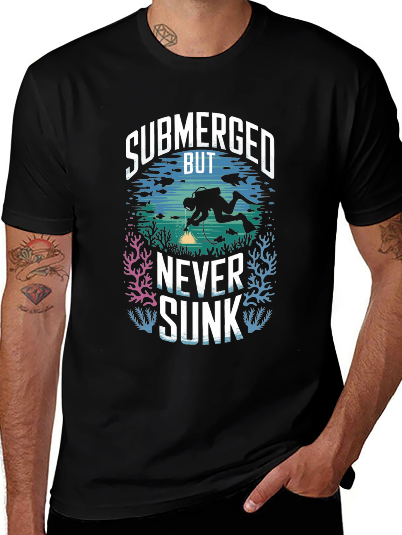 Variant 7 of Submerged But Never Sunk Scuba Diving T-Shirt