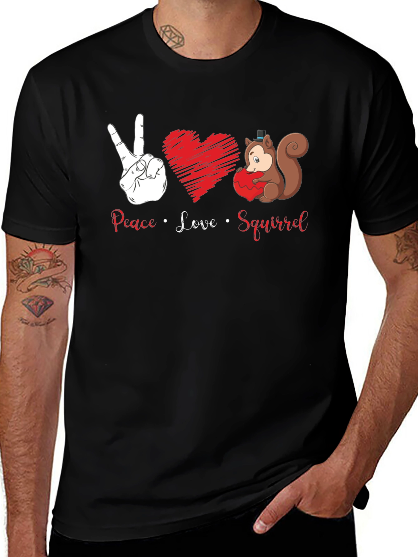 Variant 8 of Peace Love Squirrel T-Shirt - Funny Animal Tee