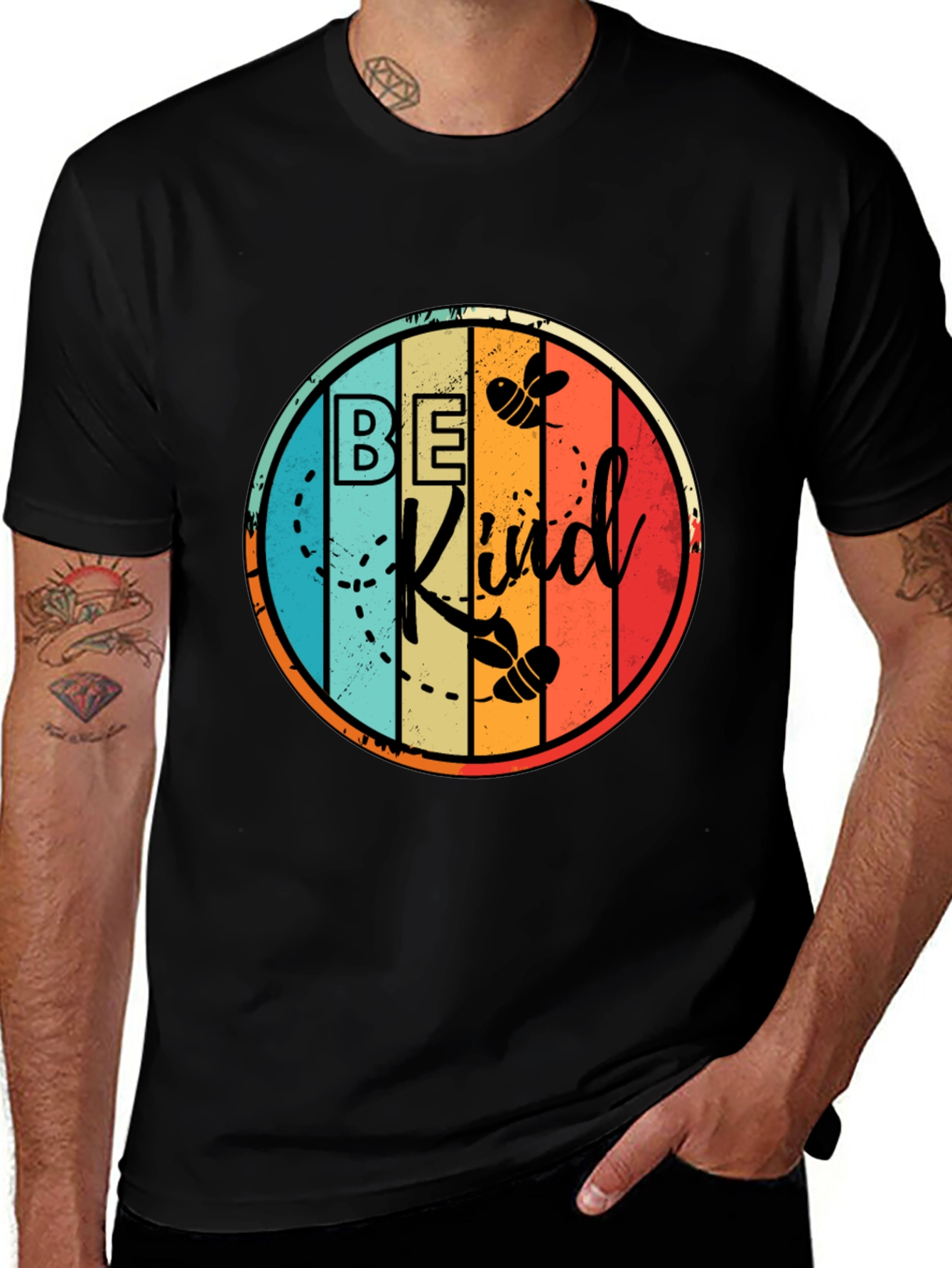 Variant 14 of Be Kind Bee Graphic Black T-Shirt