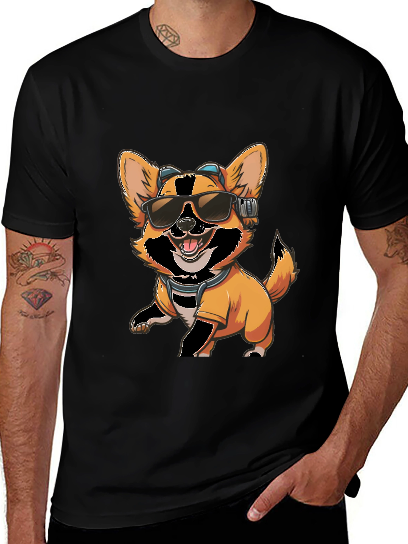 Variant 29 of Cool Dog T-Shirt - Corgi with Sunglasses