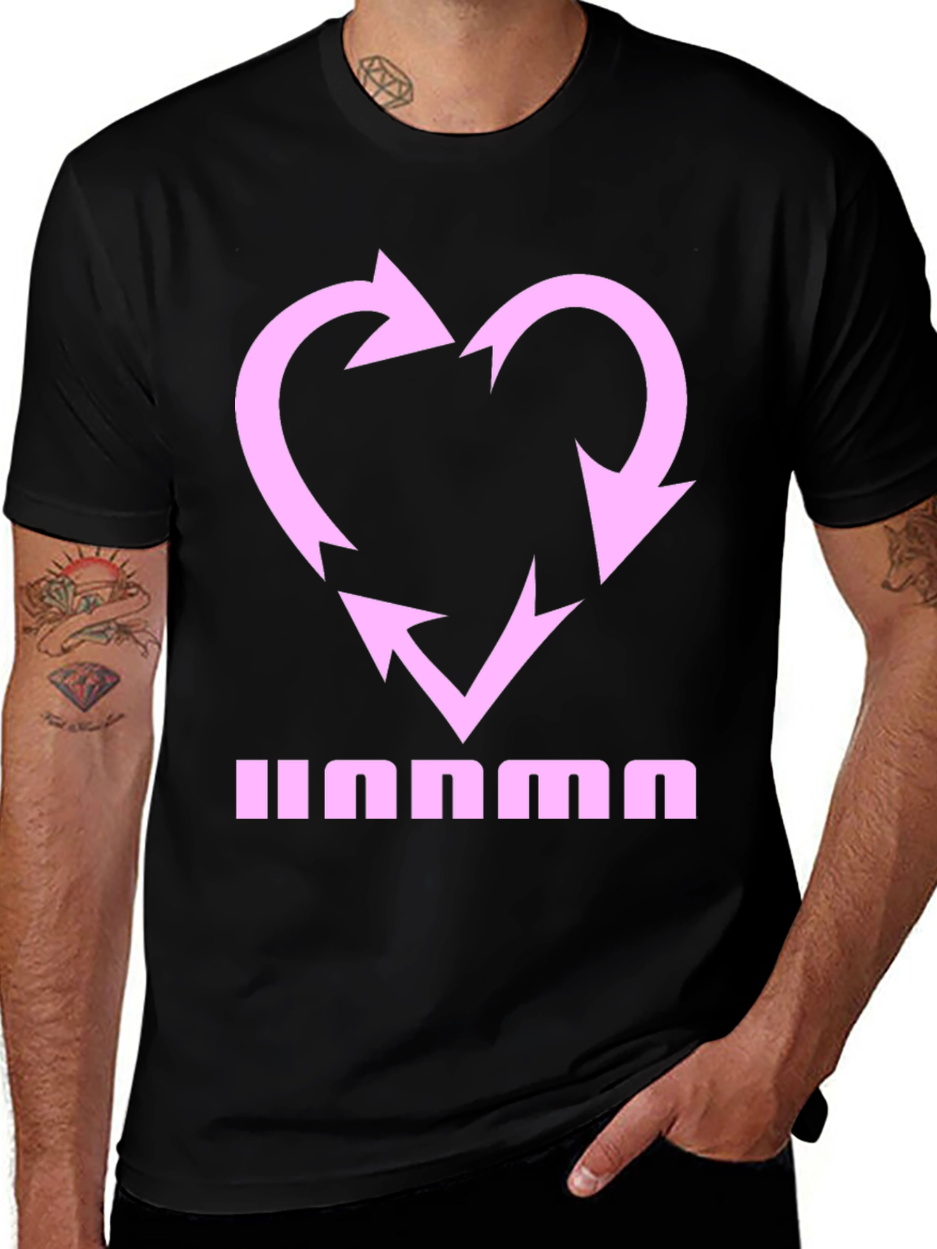 Variant 5 of Heart Recycle Graphic Tee - Black Casual Shirt