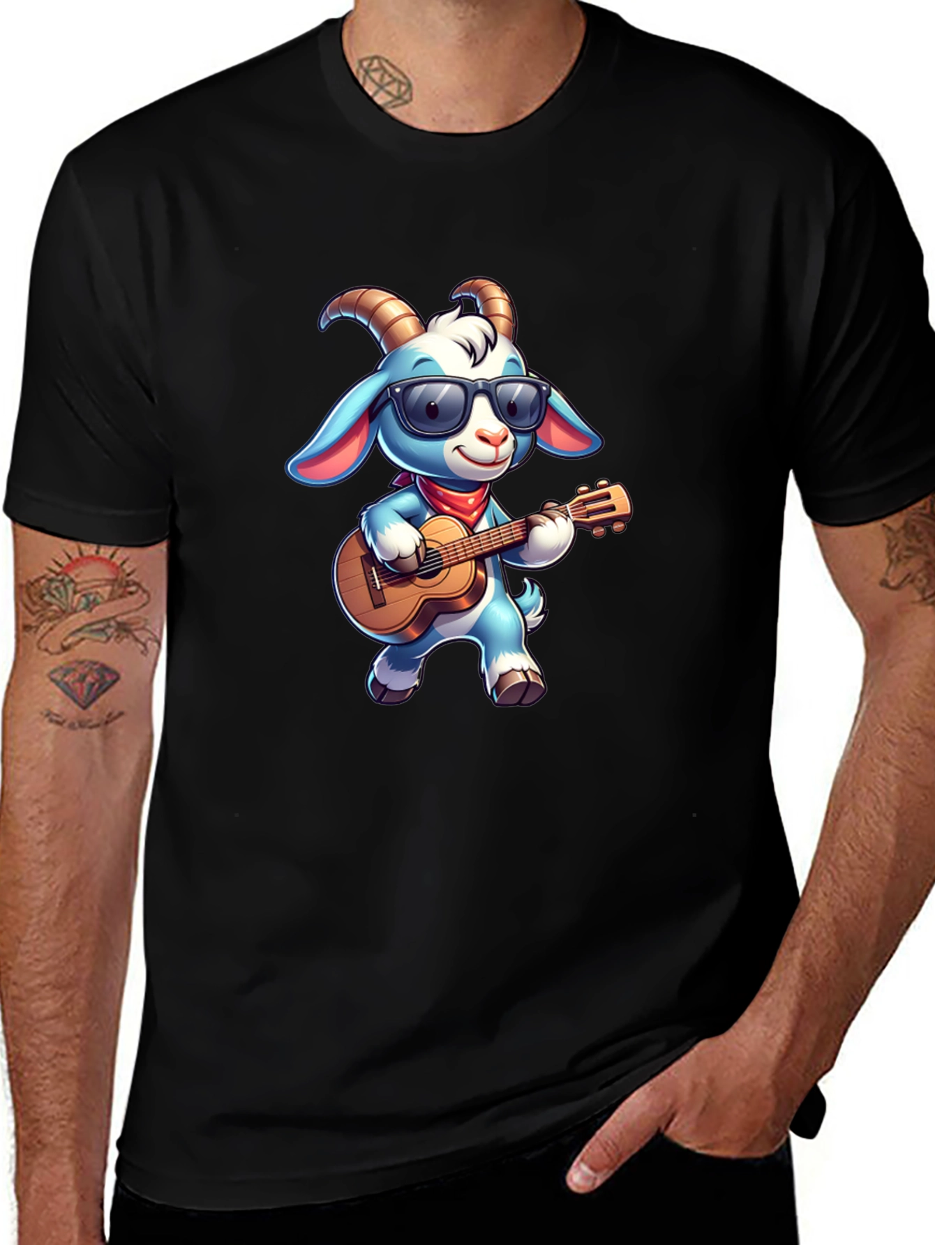 Variant 22 of Cool Goat Guitar T-Shirt