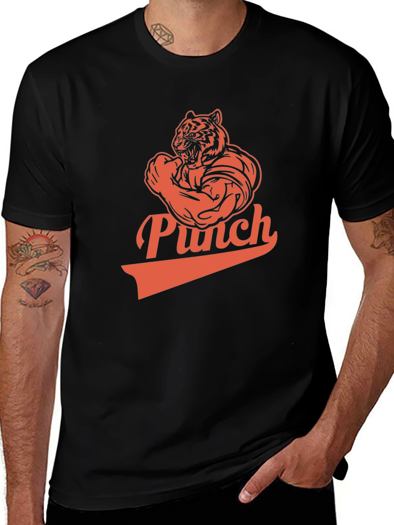 Variant 13 of Tiger Punch Graphic T-Shirt - Black