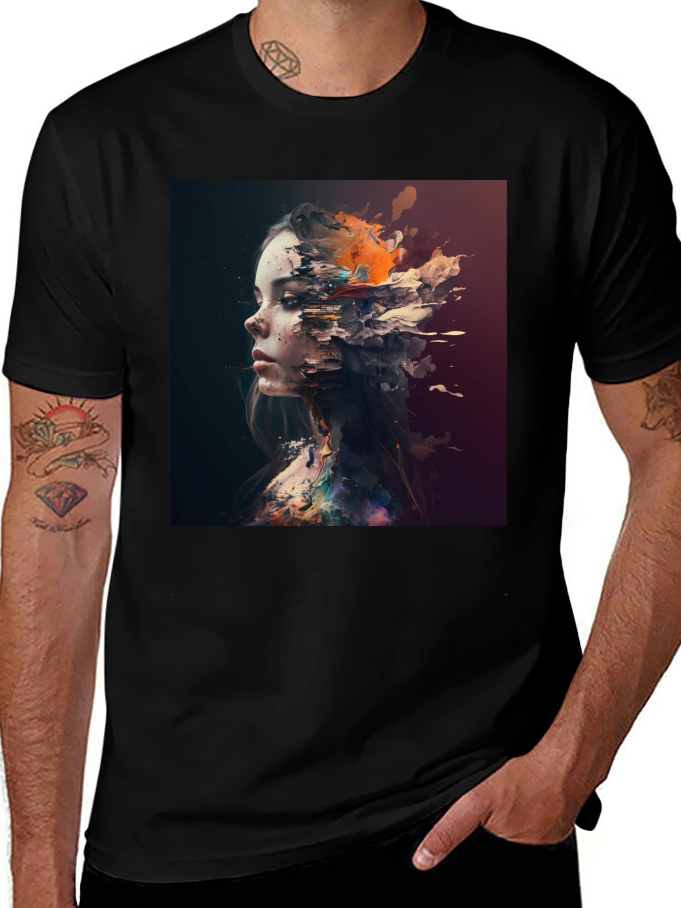 Variant 18 of Abstract Woman Graphic Black T-Shirt